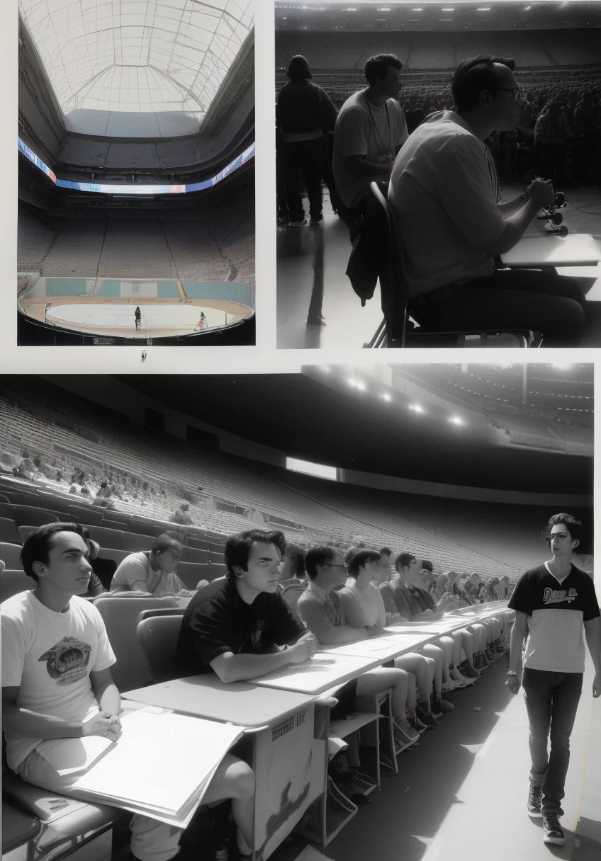 several pictures of a man on a skateboard in a stadium, f / 2 0, press photos, shot onfilm, aesthetic shot, photographed in film, court session images, archival photo, by John Armleder, captured on iphone, candid shot, jordan, shot from danis villeneuve movie, ( greg rutkowski ), focus in the foreground