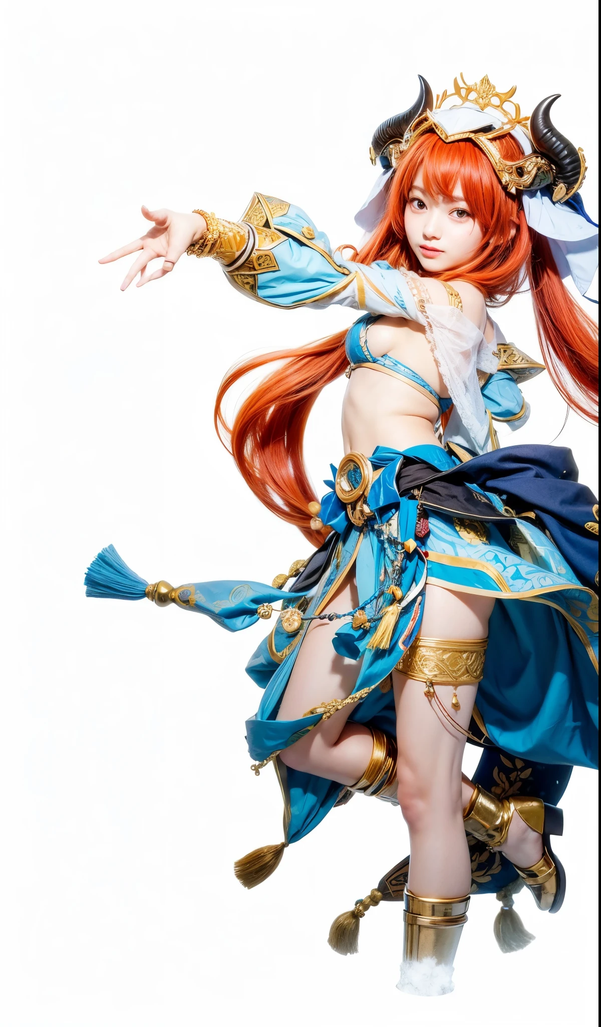 Nilou, genshin impact, sumeru, female, teenage, busty, red hair with priest veil with black horns