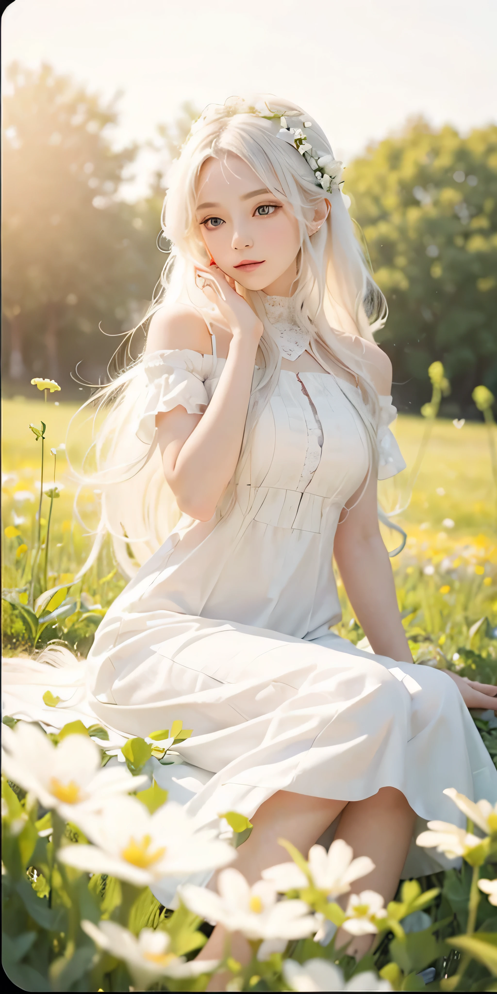 White fox beauty、Japanese、In a dress、8K、cute