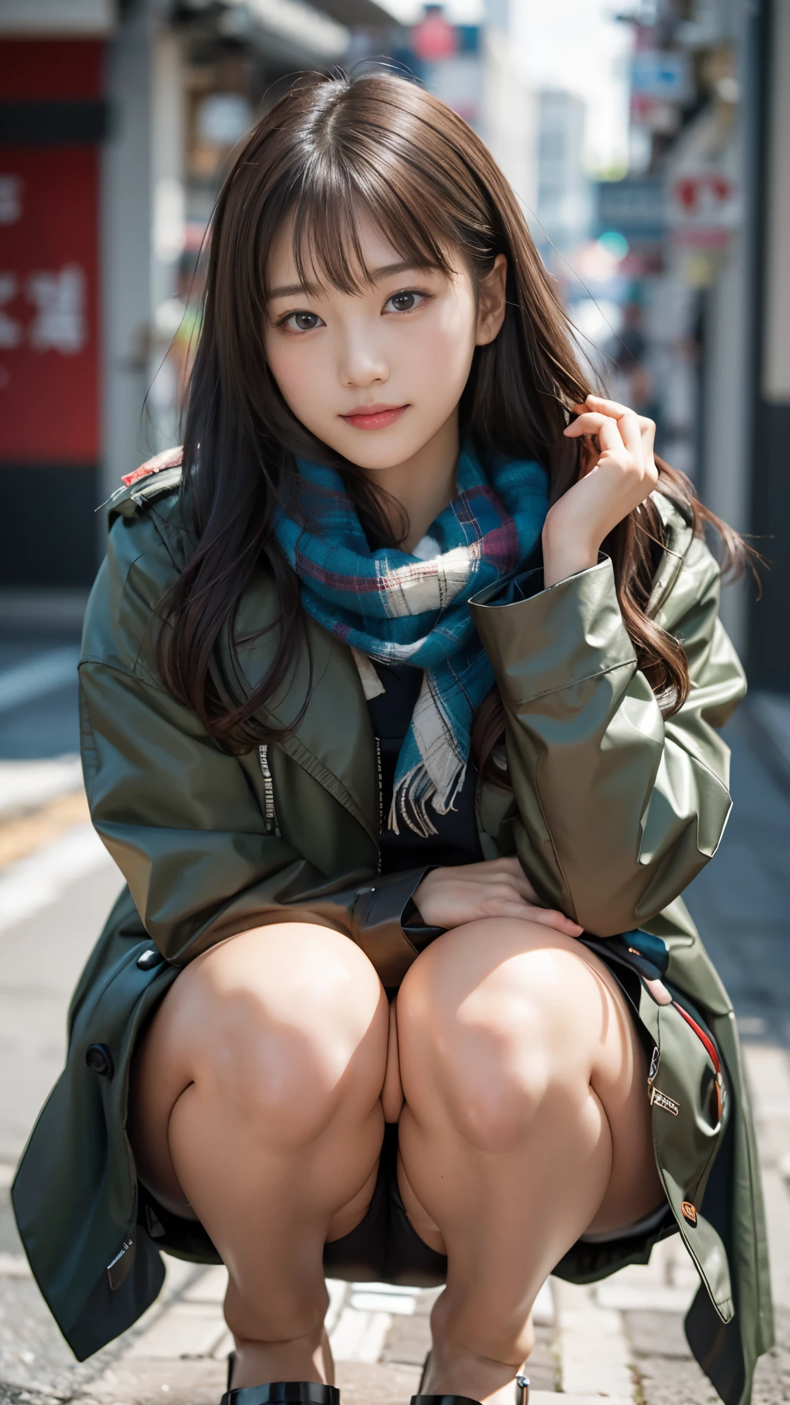 Photo taken by a professional photographer，18-year-old Japan ，Arab Asian woman wearing black coat and black tights squatting, korean girl, beautiful young korean woman, Young and cute gravure idol, beautiful south korean woman, realistic young gravure idol, korean woman, asian young girl, young gravure idol, Young sensual gravure idol, gorgeous young korean woman, beautiful asian girl, beautiful japanese girl face, japanese model