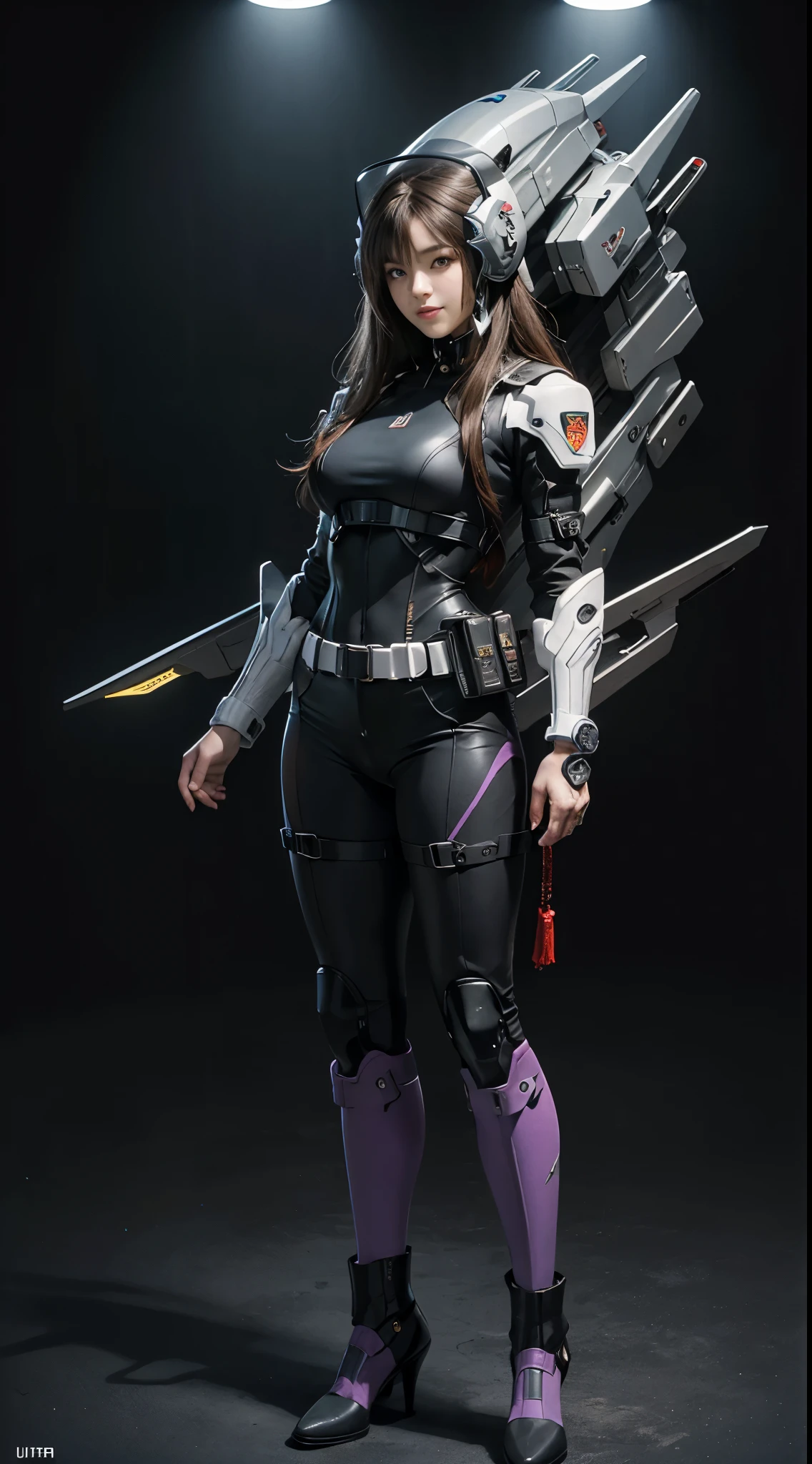 (Highest image quality, outstanding details, ultra-high resolution), 1 girl very very long hair brown or black, (wearing futuristic military outfit), (glamour body:1.2, buffed and muscular body), (a bit chubby:0.5), (futuristic military outfit inspired by WWE wrestle mania, military harness, military gears such as pouches), background military base, mild smile, dynamic pose, dramatic lighting, full body, very very long hair brown or black
photo fullbody, Highest image quality, outstanding detail, ultra-high resolution, (fidelity: 1.4), best illustration, favor details, highly condensed 1girl very long hair brown very silky, with a delicate and beautiful face, dressed in black and purple mecha, wearing a mecha helmet future, holding a direction controller, riding on a drone , the background is a high-tech lighting scene of the future city.