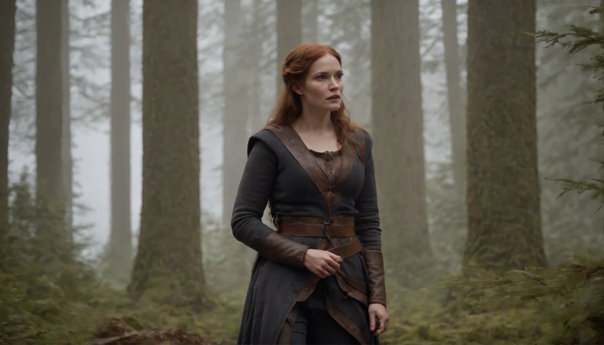 Setting of the scene and atmosphere and random and the female has a random pose. From the flowing auburn locks framing Jlah's delicate face with sparkling blue-violet eyes brimming determined compassion peers a spirit weathering harrowing storms yet emerges kind.
Though standing average peasants' height, wisdom ripened through suffering lends grace to her humble frame. Simple grey woolen robes cascade about slender shape subtly suggesting unimposed strength stirring.
No jeweled emblem or gilded armor adorns the unassuming guardian angel yet - just well-worn leather vest hinting history's long nominal protection ultimately gave way to bold vulnerability disarming cruelty through radically daring love exposed.
And scuffed boots sound gently as consecrated footfalls traverse long years and longer tears carving waterlines down cheeks when injustice and apathy and agony alike etched their unavoidable marks into skin memorizing each lesson dearly learned before presuming rescue the periphery.
Yet glinting behind tired lines still shine untarnished kindness hewn by hellfire, channeling chaotic forces into order's harmony through creativity's alchemy.
Each crease and curve consecrates Jlah's triumphantly un-bowed frame testifying resilience baptized thoroughly in mortal frailty emerges prepared guide and uplift new generations from the periphery she once occupied searching for elusive center.