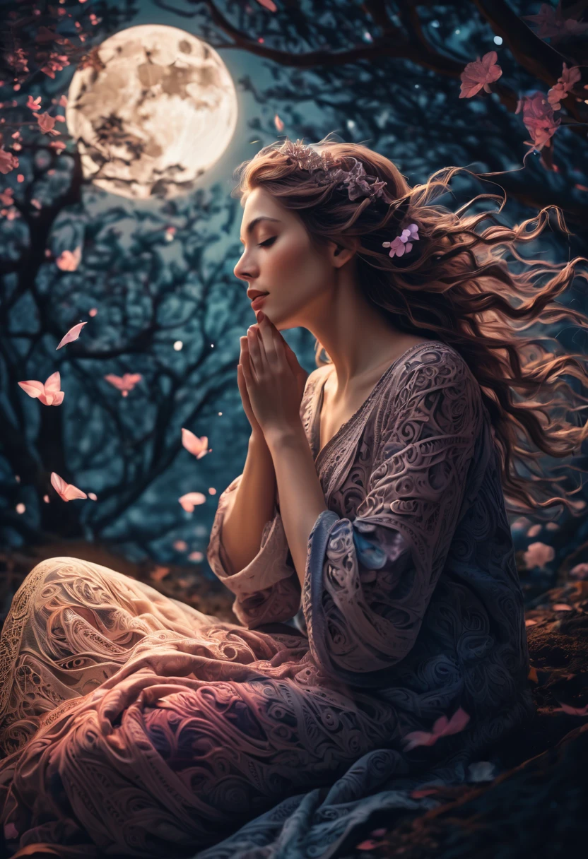 (best quality,4k,8k,highres,masterpiece:1.2),ultra-detailed,(realistic,photorealistic,photo-realistic:1.37), digital art, anime, ((magical woman)), ((zentangle style)), origami,affectionate,getting closer to you,detailed facial expressions,dark atmosphere,enchanting background,mysterious lighting,vibrant colors,ethereal glow,emotional connection,subtle intimacy,dreamlike fantasy,spellbinding composition,fluid movements,flowing garments,sensual gestures,soft caresses,whispering secrets,mystical energy,twinkling stars,floating petals,expressive eyes,supernatural powers,enchanted forest,moonlit night,gentle breeze,fleeting moments of passion,endless love,unbreakable bond,fantastic female empowerment.