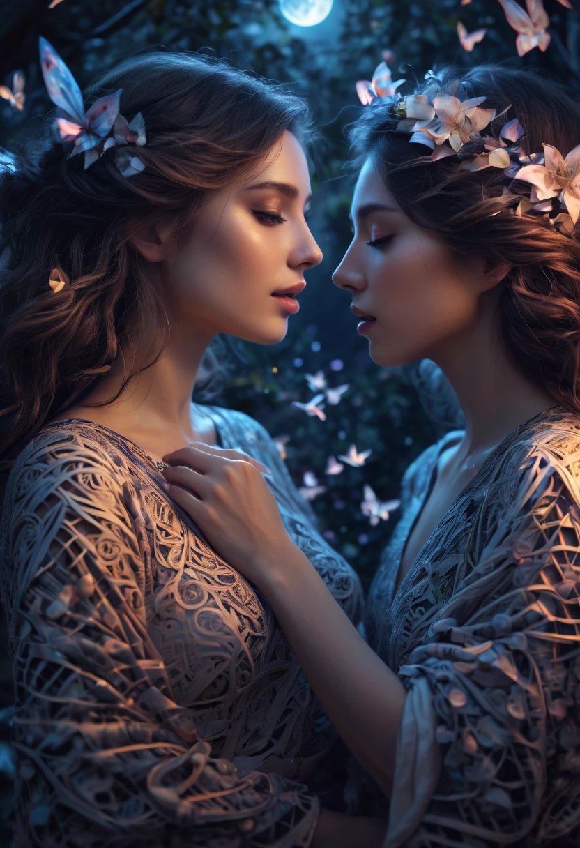 (best quality,4k,8k,highres,masterpiece:1.2),ultra-detailed,(realistic,photorealistic,photo-realistic:1.37), digital art, anime, ((magical woman)), ((zentangle style)), origami,affectionate,getting closer to you,detailed facial expressions,dark atmosphere,enchanting background,mysterious lighting,vibrant colors,ethereal glow,emotional connection,subtle intimacy,dreamlike fantasy,spellbinding composition,fluid movements,flowing garments,sensual gestures,soft caresses,whispering secrets,mystical energy,twinkling stars,floating petals,expressive eyes,supernatural powers,enchanted forest,moonlit night,gentle breeze,fleeting moments of passion,endless love,unbreakable bond,fantastic female empowerment.