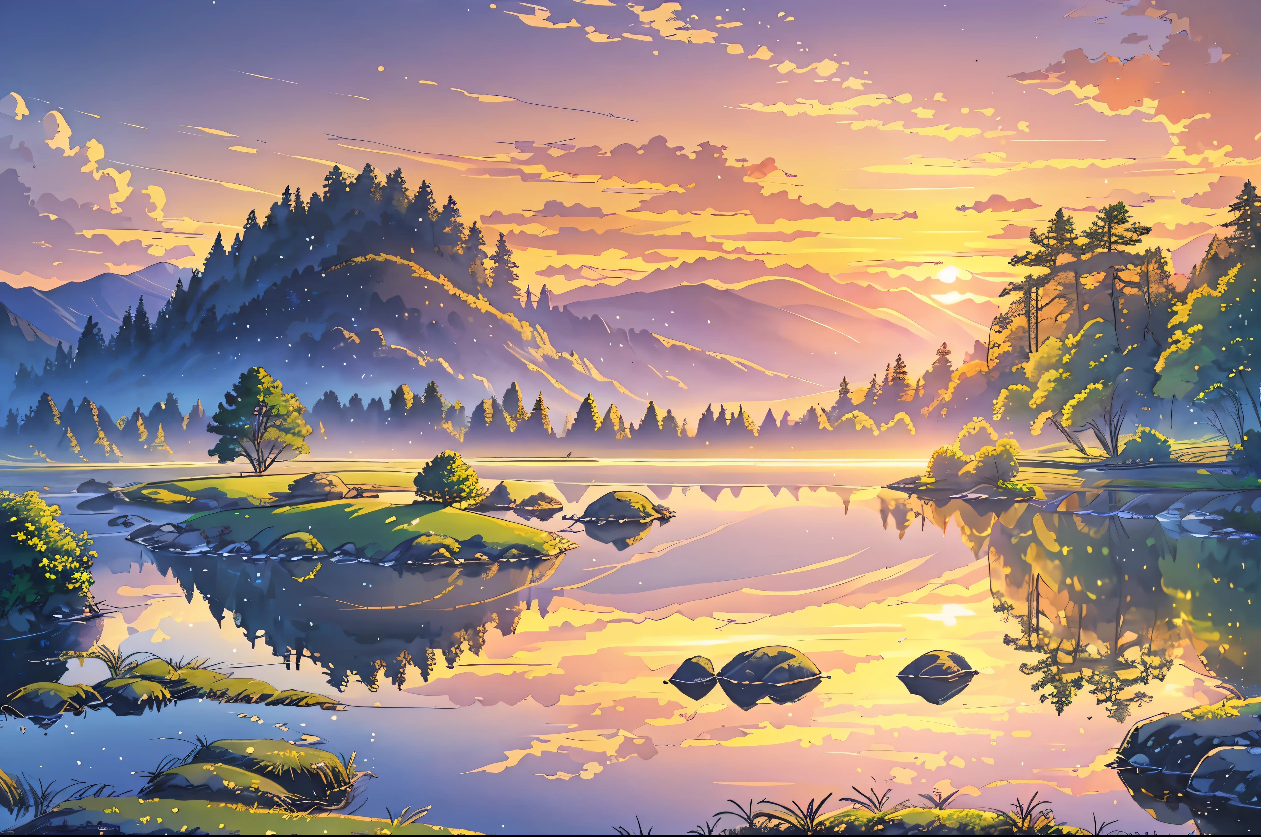 scenic landscape,picturesque scenery,vista deslumbrante,atmosfera serena,natureza bela,ambiente tranquilo,beleza natural,rustic charm,cores vibrantes,harmonia de cores,ambiente tranquilo,ambiente calmante,ambiente sereno, idyllic location,[Pintura],belas artes,artistic masterpiece,pinceladas meticulosas,Attention to the details,realistic representation,exquisite composition,realismo impressionante,Habilmente trabalhado:,impeccable precision,texturas ricas,cores em camadas,sombreamento sutil,Destaques suaves,sombras suaves,luz natural suave,nascer do sol tranquilo,Golden sunset,tranquilidade serena,paleta harmoniosa,enchanting fascination,harmonia natural,simplicidade refrescante.