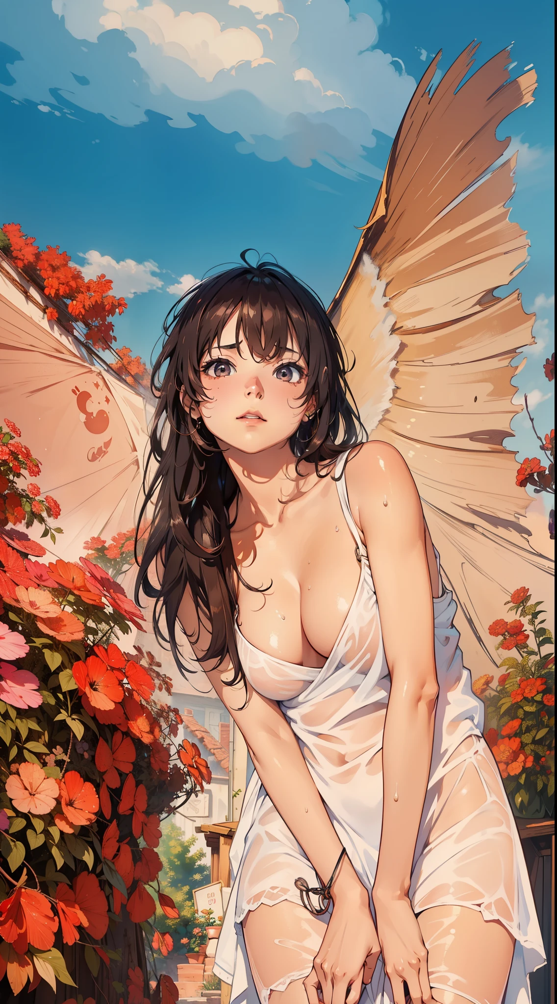 (extremely detailed CG unity 8k wallpaper), (masterpiece), (best quality), (ultra-detailed), (best illustration), (best shadow), (absurdres), 
BREAK
girl, sweat, steam, medium breast, nsfw, shy, looking at viewer, 