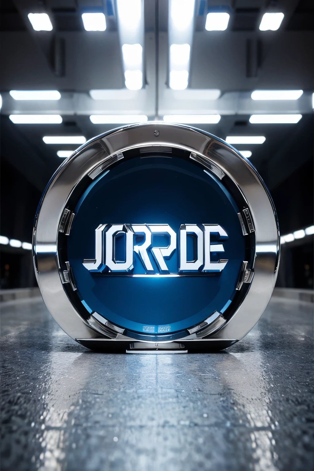 Text "JORNADA BLOG" in silver and blue color , center of the image , big size , chrome plated text , reflections, high-quality, painting , 3d render