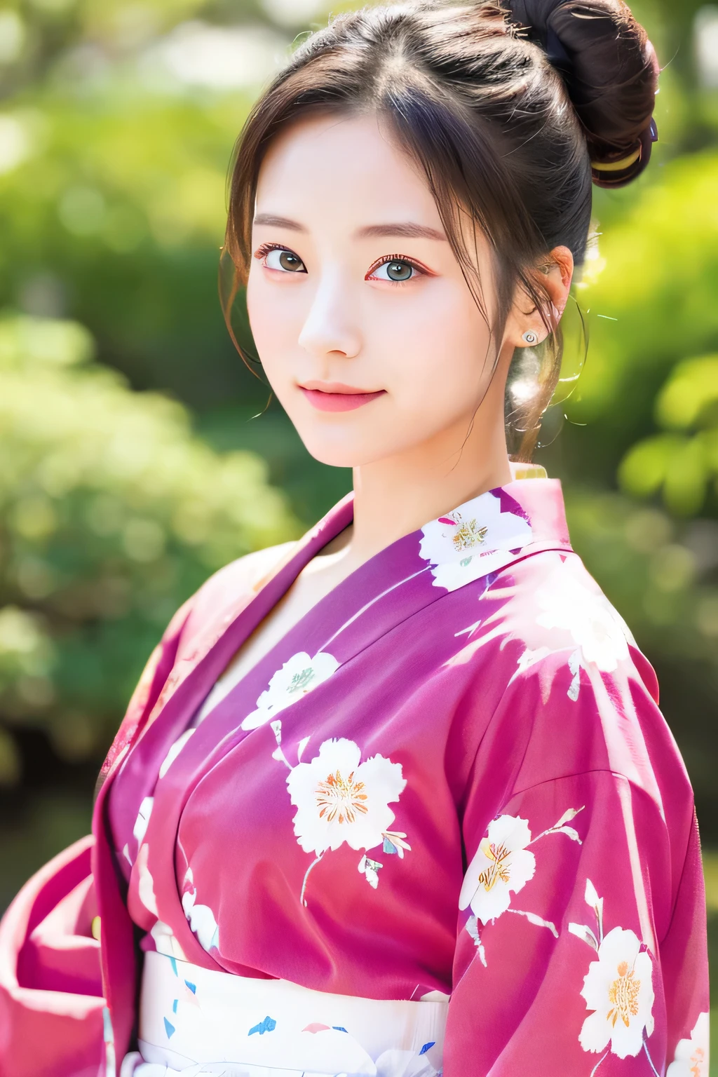 original, (masterpiece), (figure), (Beautiful and vivid background:1.25), (Depth of written boundary:0.7), Highest quality, shape, Very detailed, High resolution, 8k wallpaper, Perfect dynamic composition, Ultra detailed face, Natural Lip , Cleavage, (The eyelashes on both eyes are equal and beautiful.), (looking at the camera), (smile), (Japanese style, Fireworks venue), (Cute Yukata, yukata)