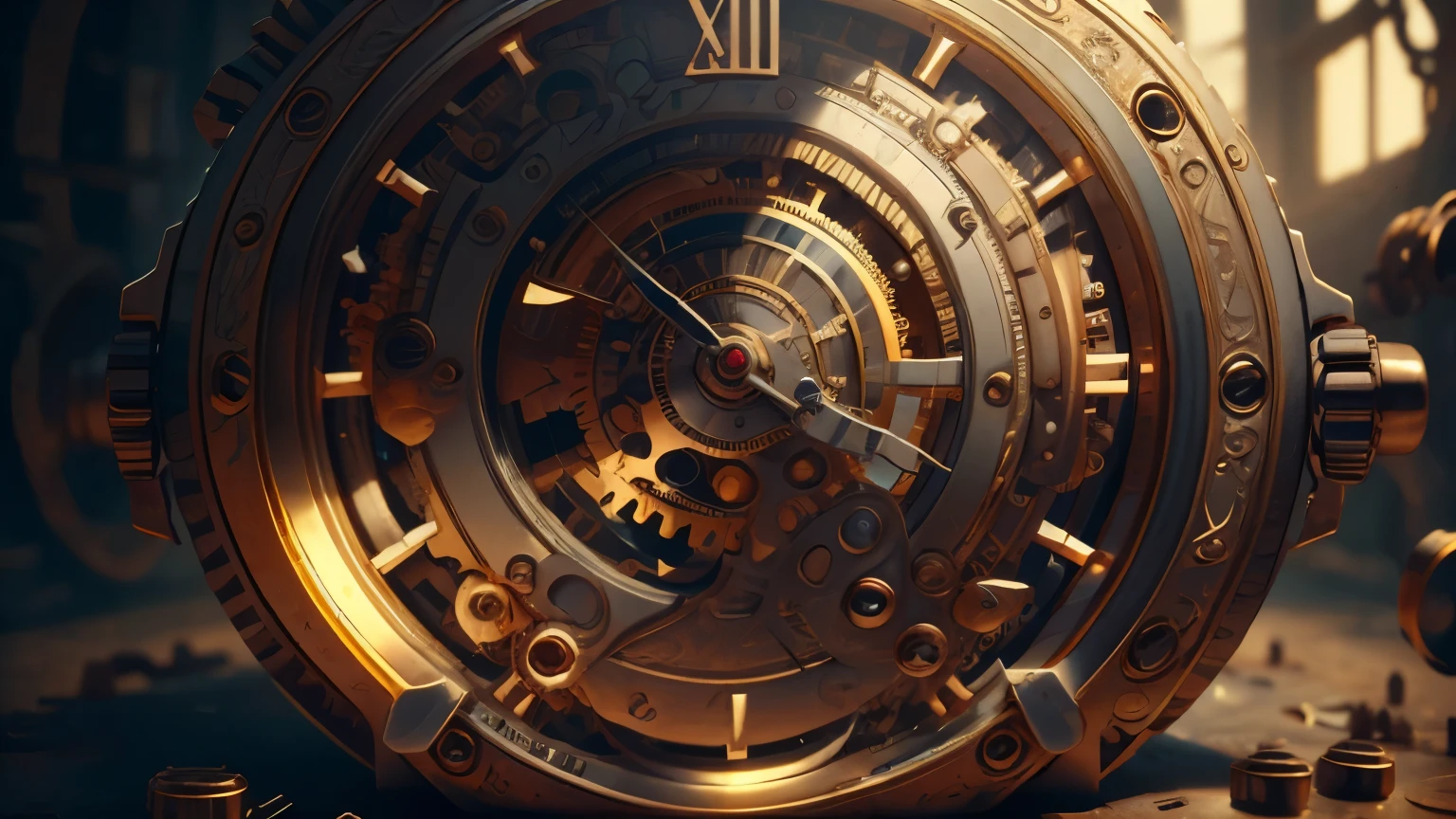 8K, 16k, Award Winning, Highest Quality, Highest Resolution, Super Detail, High Detail, Anatomically Accurate, Masterpiece), UHR, Steampunk Timing, Craftsmanship Exquisite, Mechanical watch, Intricate details, Smart watch made of a metal called orichalcum, No gemstones , (Inside the mechanical watch engraved with ancient characters: 1.2), Impeccable, Silver , White, ((steampunk)), ((clock between the gears and mainspring)), ((detailed gears)), (((front angle) ))), (((lots of gears:1.2))), (((full shot))), very detailed, ((big gear)), small gear, ((mainspring)), (((Full light)))