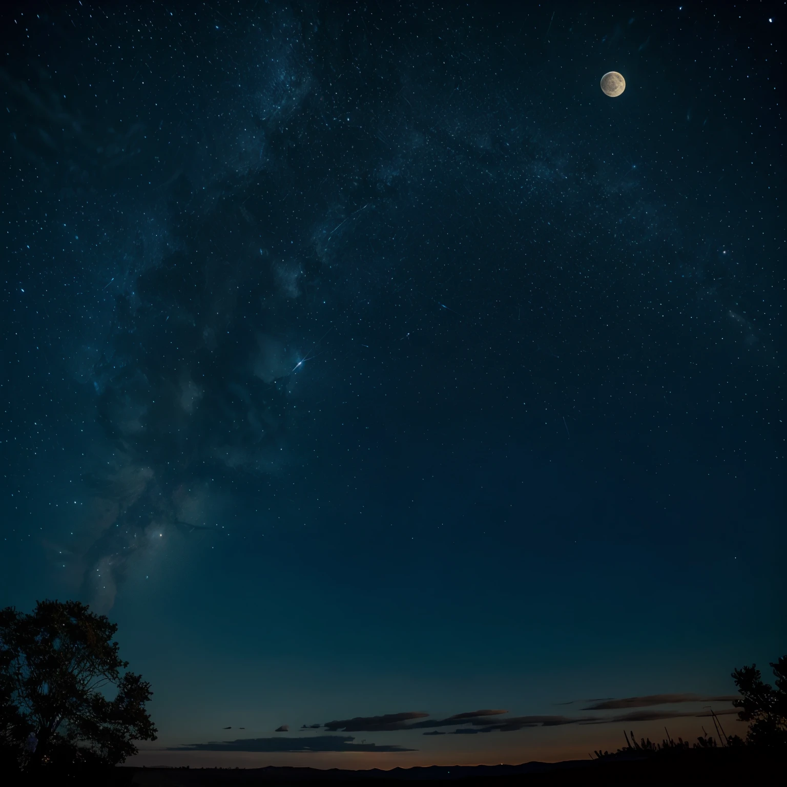 fantastic night sky, many constellations, full moon