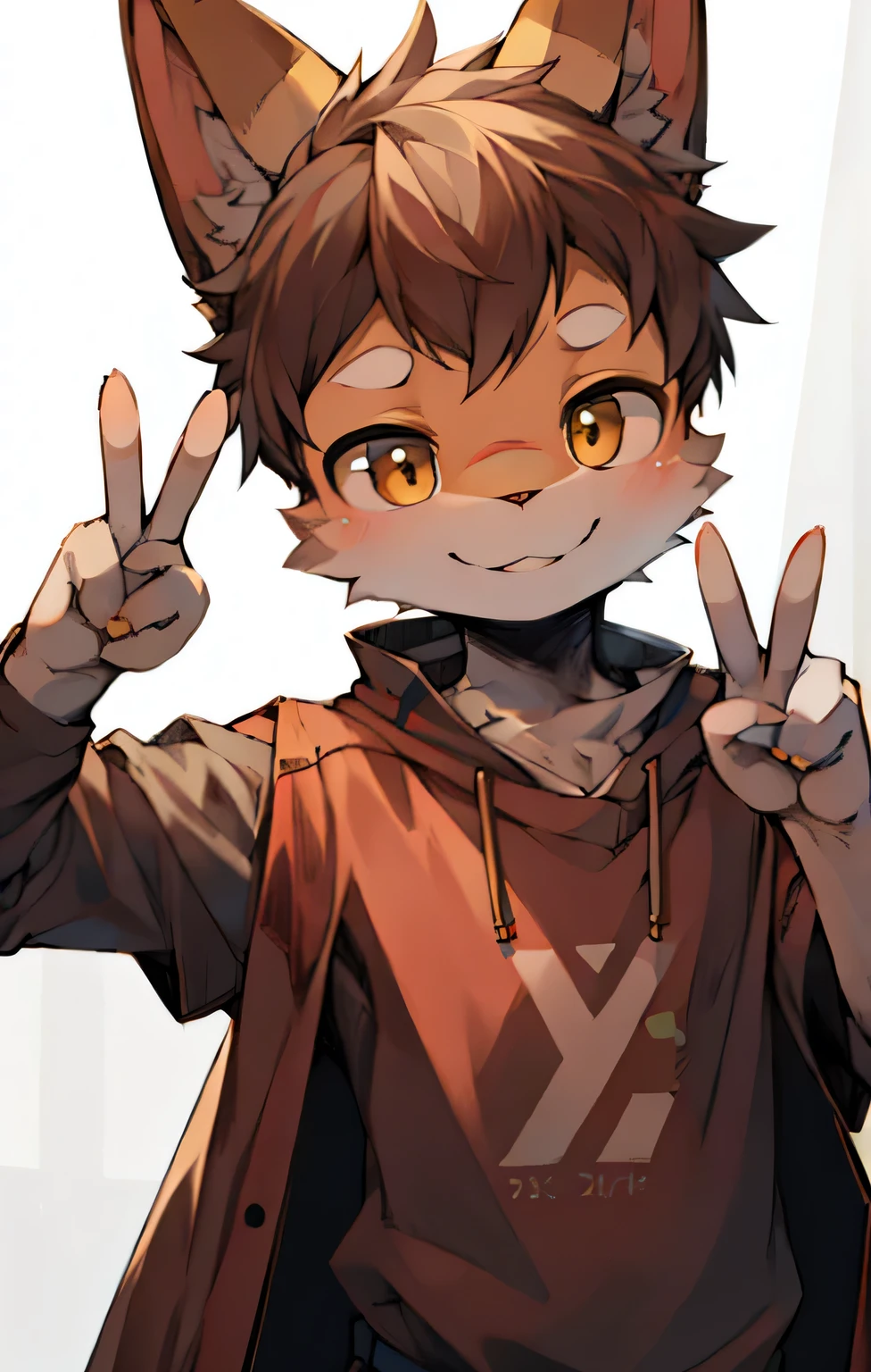charming,14 years old,Happily posing for the camera, Smile warmly and give a friendly peace sign