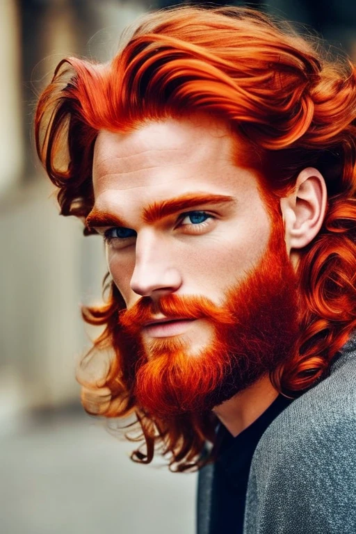 beutifull man, supermodel, red hair