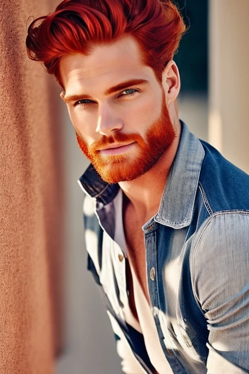 beutifull man, supermodel, red hair