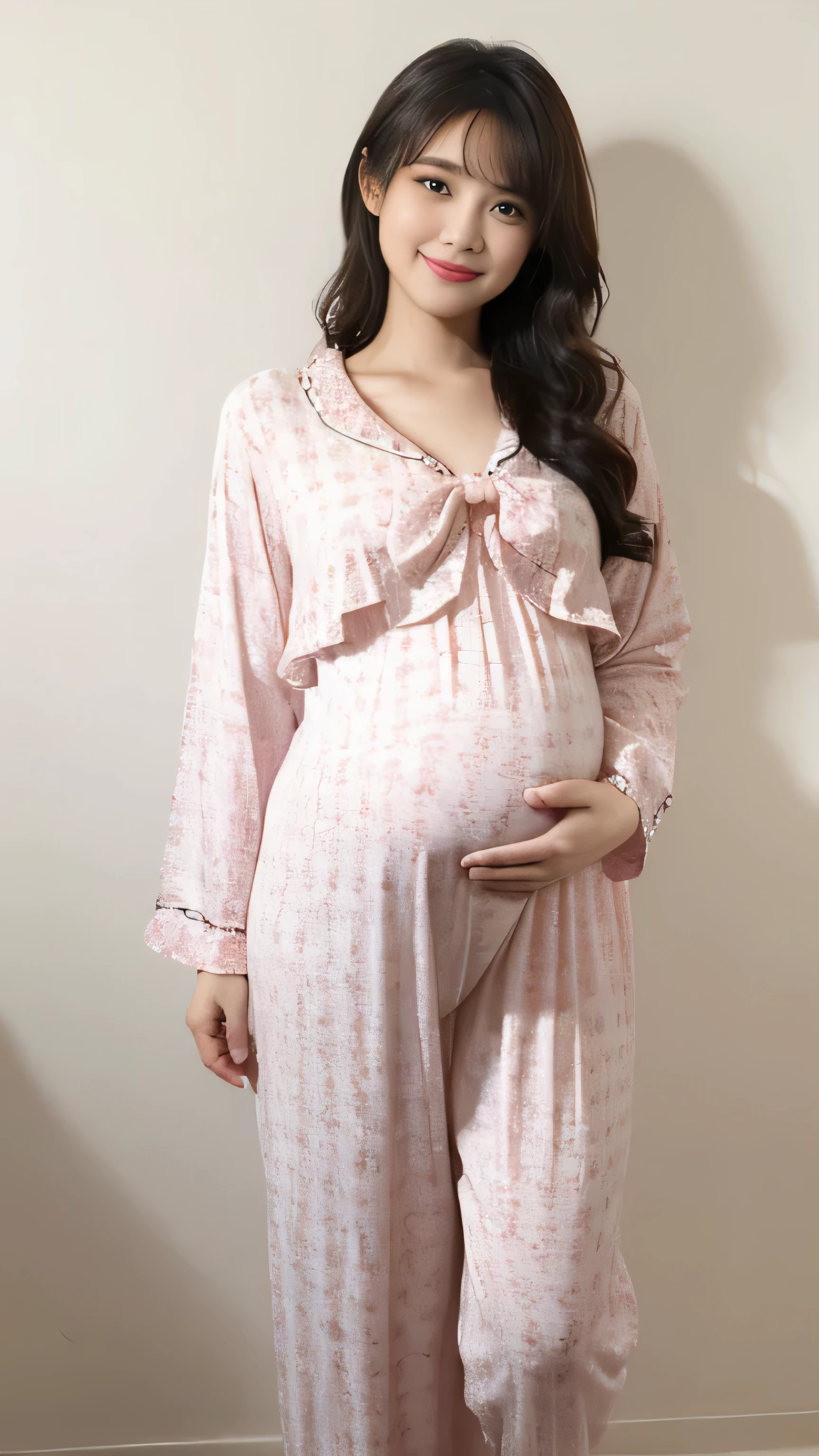Pregnant women、Caucasian、Brown Hair、Maternity Dresses、Sleep in bed
