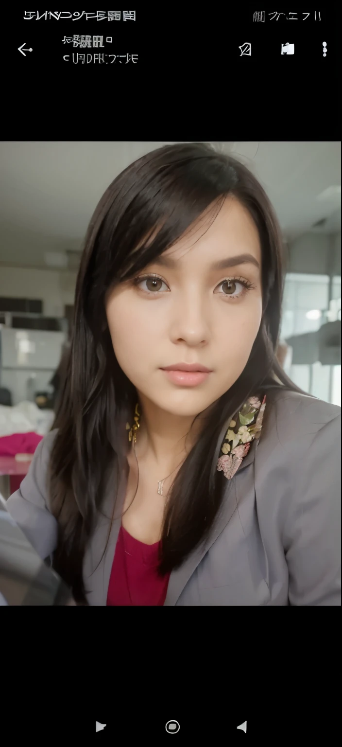 A professional carrer woman, long straight black hair, plump body, dressed in fashionable blazer and skirt, holding a tablet, in a relaxed pose, standing in a bright clean sophisticated room, soft lighting, hyper photo reality, hyper detailed, sophisticated texture