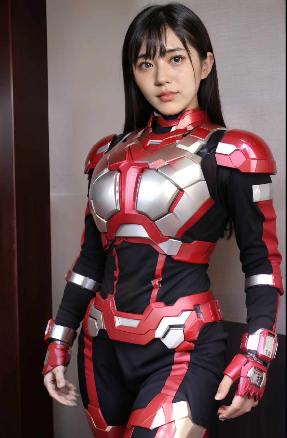 pink and white luxury iron man、Sexy Cosplay、big breasts、Fleshy body