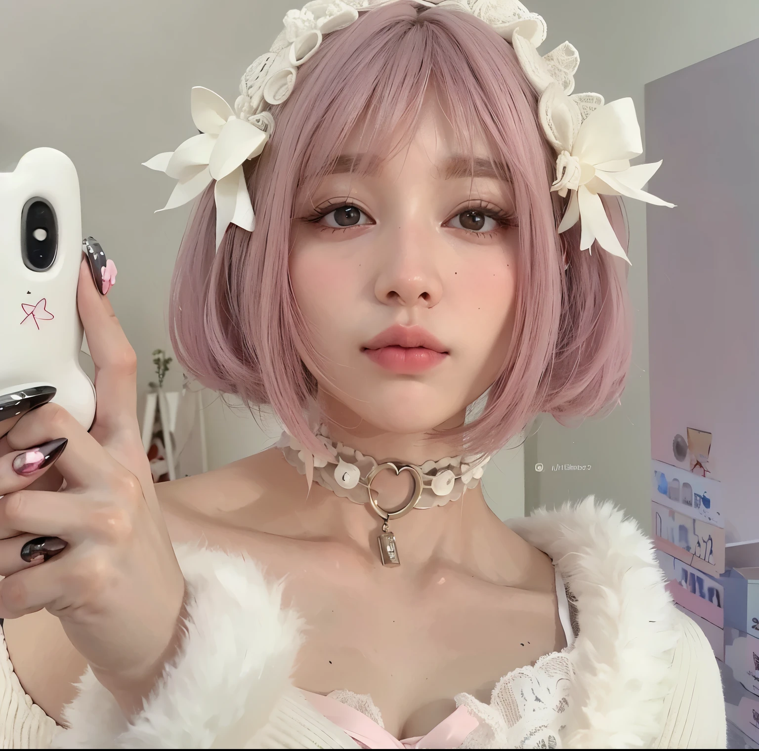  blonde with pink eyes and white hair with a teddy bear, Branch Range, branco hime corte penteado, cabelo whitebangs cabelo, longos cabelos brancos e franja,  com cabelo branco, cabelos brancos rosto bonito, cabelos brancos da nuvem, retrato realista kawaii, Cor do cabelo branco,  pale young ghost, cabelos lisos brancos, com cabelos longos brancos, cabelos brancos e fringy