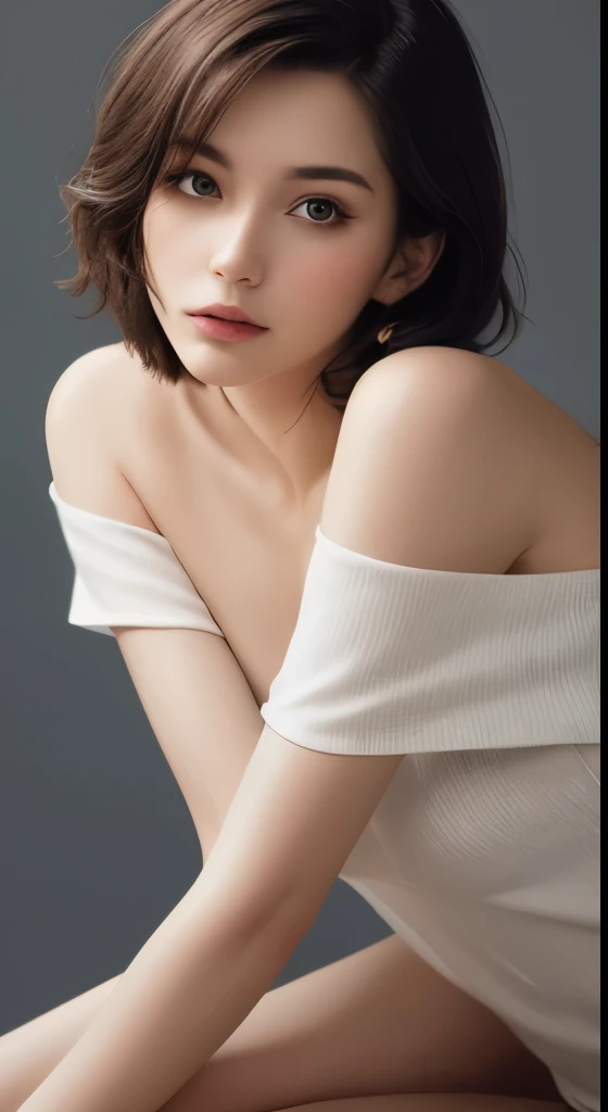 masutepiece, Best Quality, Illustration, Ultra-detailed, finely detail, hight resolution, 8K Wallpaper, Perfect dynamic composition, Beautiful detailed eyes, nude, Medium short Hair, super big breasts, Natural Color Lip, Random and sexy poses,random situations,emphasize