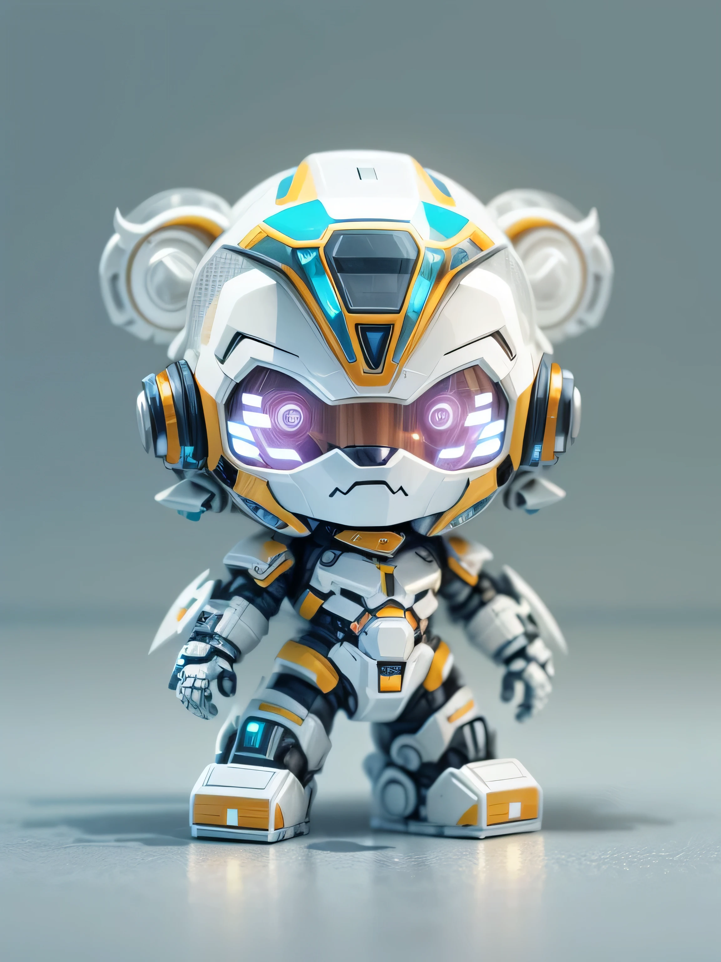 (blind box toy style:1.2), (Full Body Shot) , 1 Transparent cute tiger, Transparent mecha, Exquisite Helmet:1.2, glowing goggles:1.2, Cyberpunk, Dreamy Glow, Luminous neon lamp, clean, white background, ( Global illumination, raytracing, HDR, unreal render,reasonable design, high detailed, masterpiece, best quality, UHD, Cinematic Lighting),