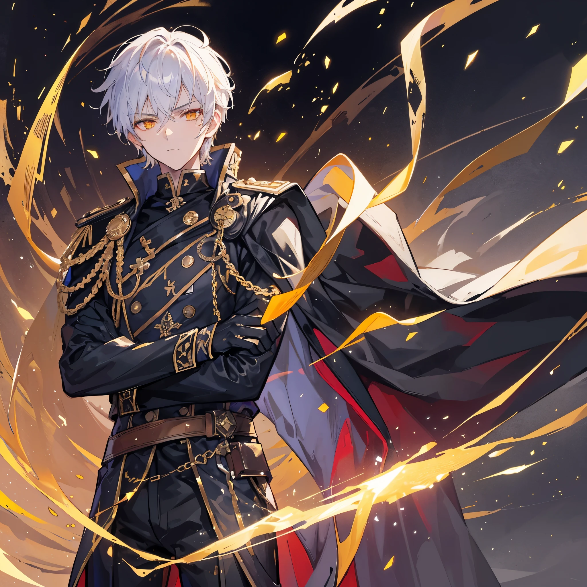 1 male, yelloweyes, white hair, tall, muscular