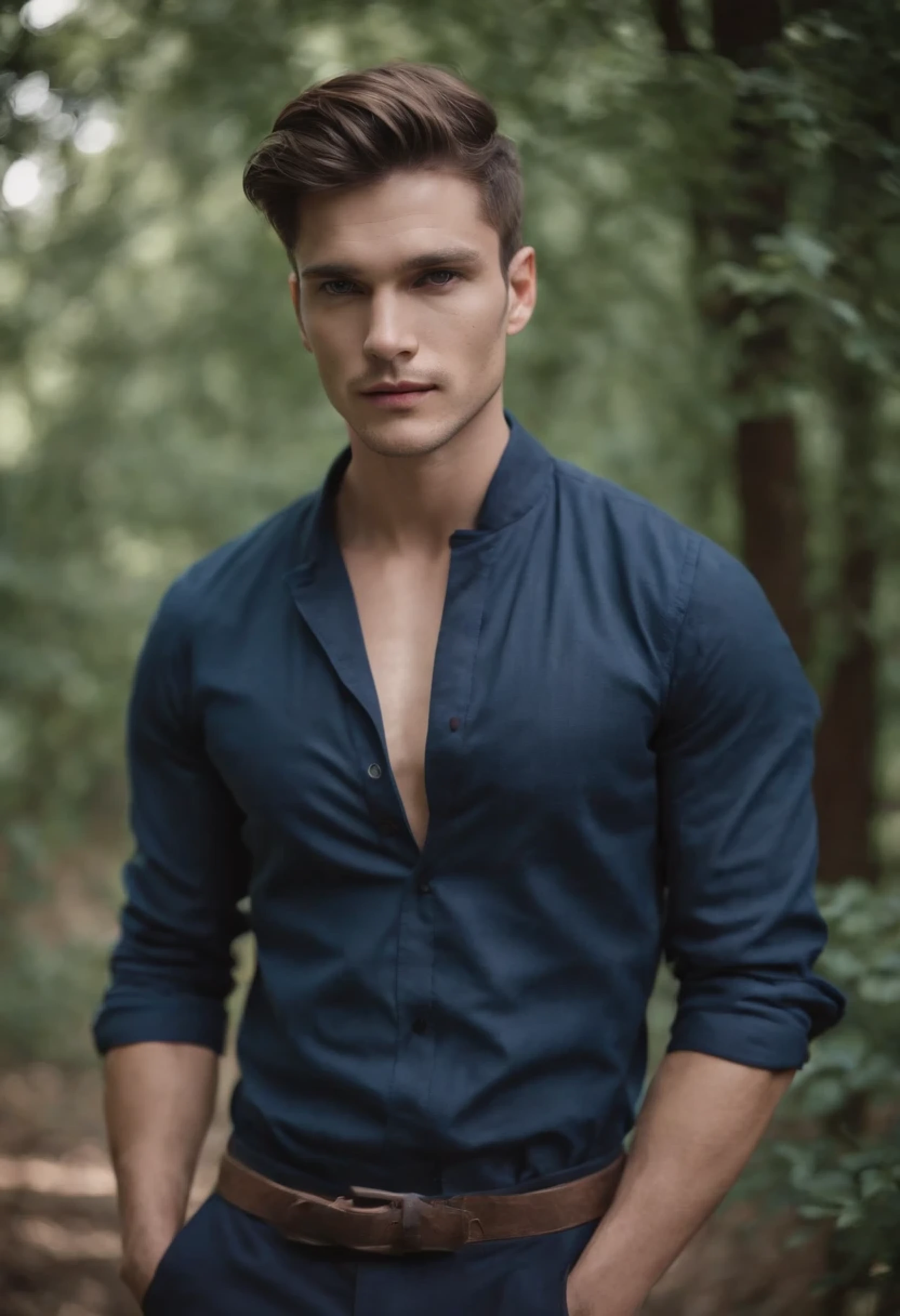 instagram male model, wearing darken blue navi outfits