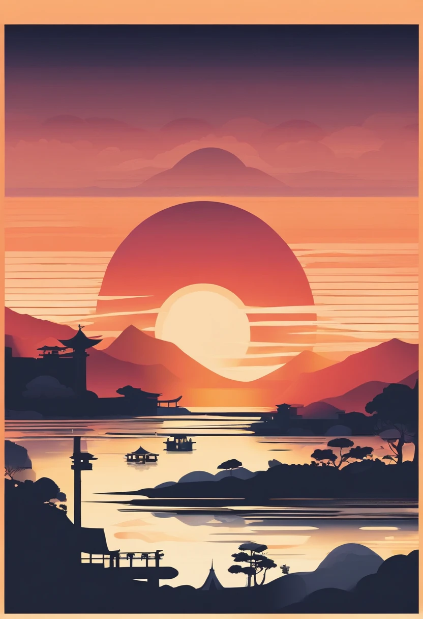 masterpiece, sunset, ancient japan city