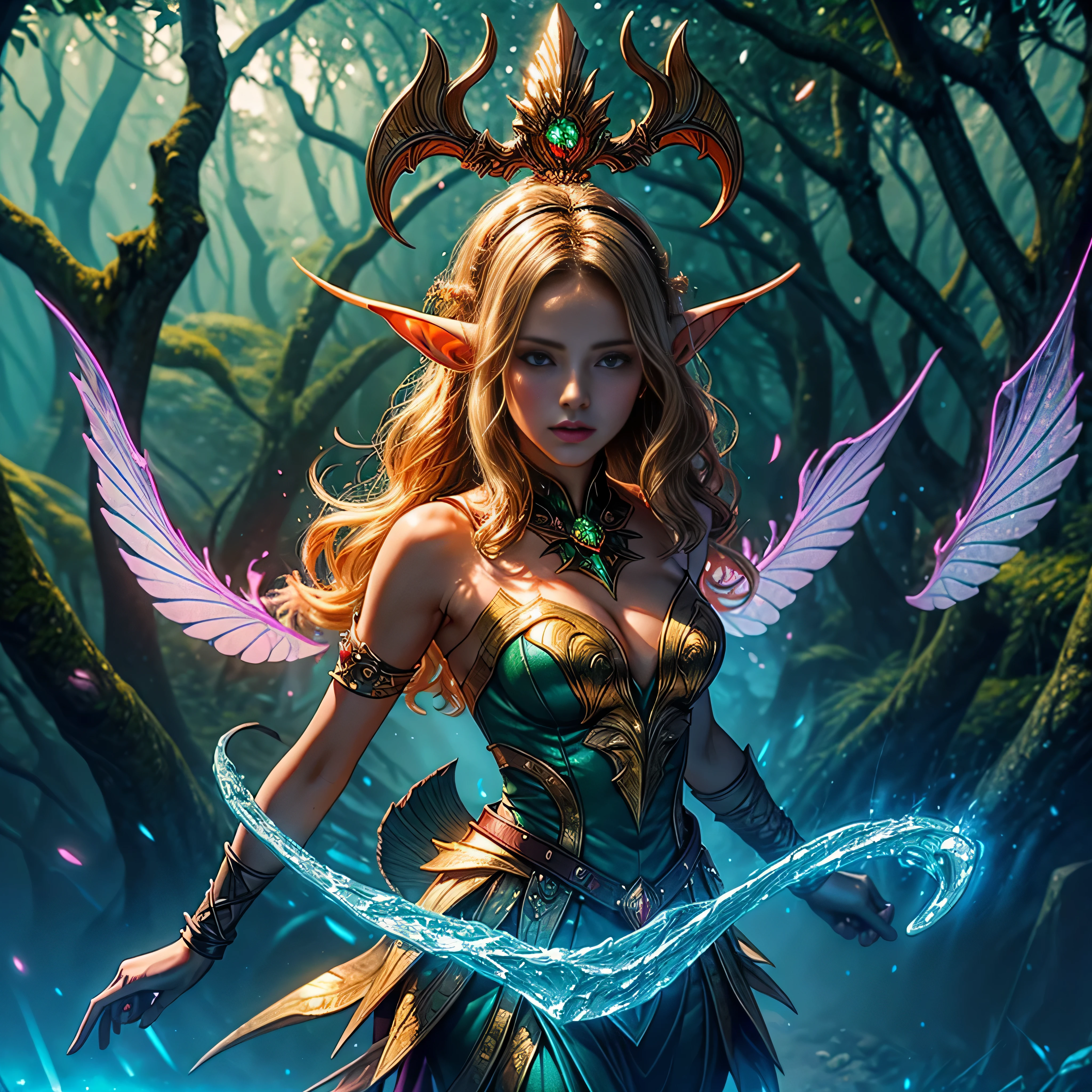 1girl, colerful lighting, deedlit, elf, Blond long Hair, looking at viewer, cute, Portrait, varies "Scepter of Domination" rule of thirds (((Deedlit gorgeous Blond long hair native Elf Forest Lodoss War magic summon Ondine invocate Effrit))) masterpiece meticulously intricate 🎠deep path equirectangular🎡 ultra_high-details extreme improved ultra_high-quality ultra_high-res ultra_photo-realistic optimal ultra_sharpness perfection accurate volumetric SunLight Lightning_contrast global_illumination cgi vfx sfx reflex Octane_rendered ultra_high-def UHD XT3 DSLR HDR romm rgb pbr 3dcg fxaa blu-ray vivid colors-coded anti-aliasing fkaa txaa rtx ssao opengl-shaders glsl-shaders post-processing post-production cell-shading tone-mapping ❤luminescence 😘glow 👩Heart hearth Crystalline butterfly earth invoke monarch magic fleuraison monster monstrous creature sundrop slide onyx summon transparent ruby Earth hearth bloom flash Tourmaline opal strange glow hole reflection multi etc. --v 6 --s 1000 --c 20 --q 20 --chaos 100