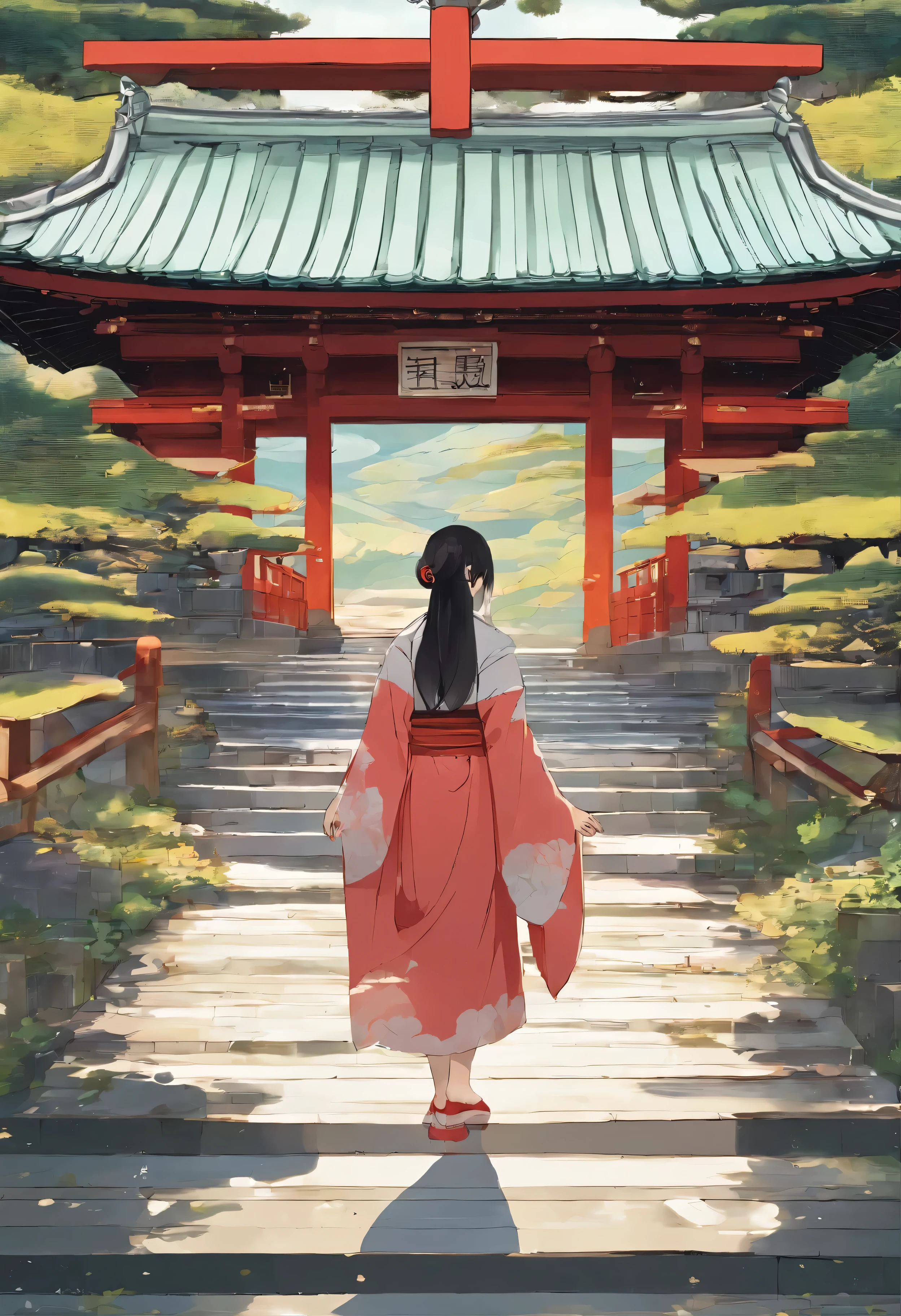 Rich forests and distant Mountain々A quiet village surrounded by nature, Mountain,Japan,cooking,Japan女性,clear,or period,torii,shrine,Beautiful woman,lightly dressed,