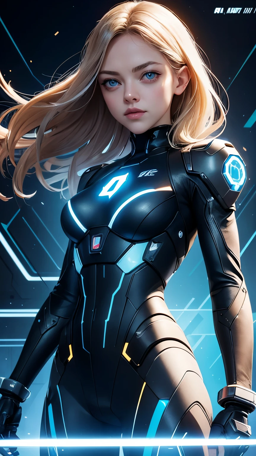 Background with futuristic elements, with Girl studying with robotic elements, with the highlighted phrase "Do not let prograstination dominate overcome your limits firmly and with faith and constancy",
