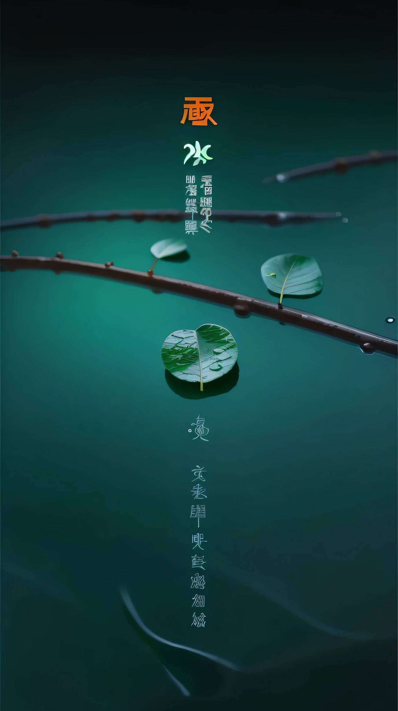 Close-up of a leaf,There are water droplets on it, poster, art cover, by Xie Shichen, raindrop, by Cheng Jiasui, by Ma Yuanyu, Hungry Ghost Festival, novel , poster