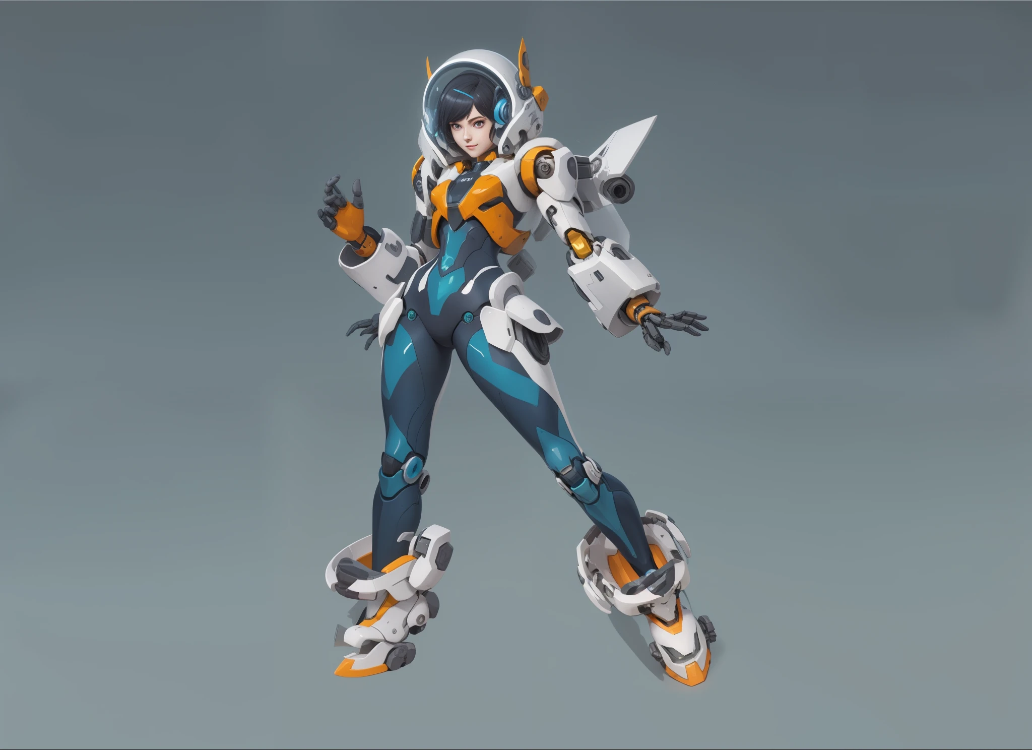 a close up of a person in a space suit with a helmet, girl in mecha cyber armor, cool mecha style, anime robotic mixed with organic, female mecha, anime manga robot!! anime girl, anime mech armor, cushart kenz, ferra white mecha, neon genesis evangelion style, official character art, gainax anime style, ( Realistic:1.33),(masterpiece:1.1),(highest quality:1.1),(HDR:1) full body concept, detailed full body concept, gundum style character, full body character concept, new costume concept design, full body details, detailed full body concept art, full character body, character model sheet turnaround, fullbody shot turnaround, concept character sheet, full body concept art, reference model sheet , full body concept art, futuristic character, game character design, concept character, full body character concept art, 3d character reference sheet, female, video game character concept, detailed character design, character sheet, character model sheet turnaround , front and back, front and back, grey clean background, 3D character