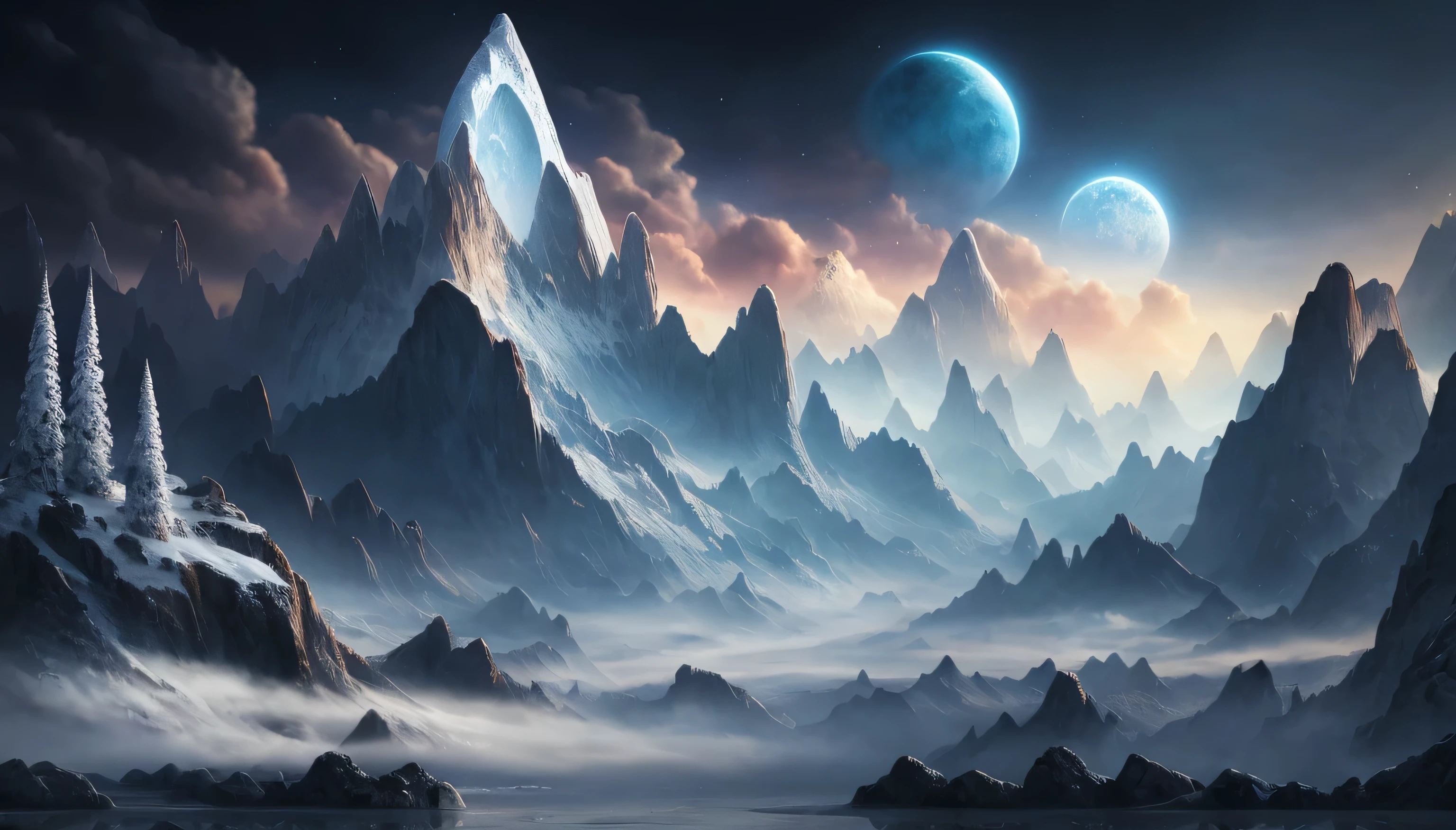 snowy mountain landscape,Highly detailed digital art in 4K,,4K detailed digital art,4K fantasy art,impressive fantasy landscape,Sci-Fi Fantasy Wallpaper,Sci-fi fantasy desktop wallpaper,Beautiful art UHD 4k,4k HD wallpapers are very detailed,Concept art wallpaper 4K,Detailed fantasy digital art,Sci-fi atmosphere,sense of technology