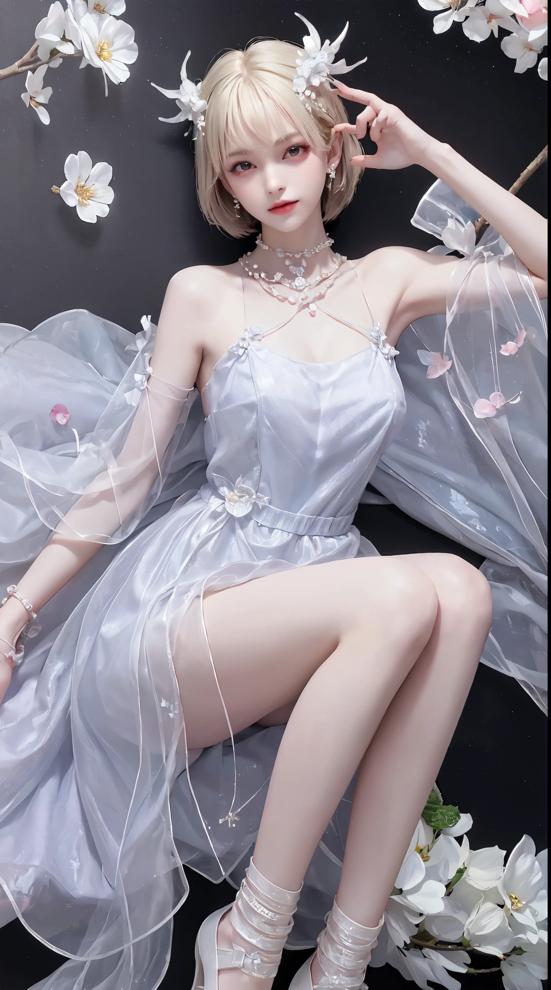 Sweet girl clothes2,pearl necklace,blue dress,flower, ((yushuxin,1girl,solo)),(((Miss))), (((better quality))), (((masterpiece))), (((aldult))), (((1 girl))), ((( bob hairstyle ))), (( National Science Foundation )), Miss de 25 anos com um corpo musculoso;, (( bob hairstyle )), clear skin, Simon Beasley (Simon Bisley), Nude showing off wild urban style, blonde short hair, minimum attire, There is metal protection on the left arm,With complex graphics, deep red,With white stars and black and white splashes, armor, full of thorns, (((From the knee up))), 白色blonde short hair, Wall in background painted by Shepard Fairey,Complex design