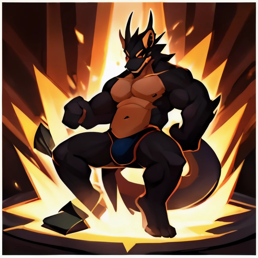 Uploaded on e621, (male anthro dragon), standup, 独奏, muscled, fat, chubby, musclechub, sexy, body hair, armpit hair, happy trail, blushing, Detailed scale texture, topless body, (Shoulder blades, Leg nails), Black body,White belly，daybreak，tinta，Dim environment，（（drakgem），（（rakisha）），（kontanagamori）），（the front view），[background simple]，Masterpiece artwork，Caustics, edgelighting, Single light source, Sharp shadows, Single portrait, (digitgrade), toe claw, horny, aroused, blushing, sweaty, hiding behind rock, leaning back, rubbing bulge, hard bulge, sexual, horny