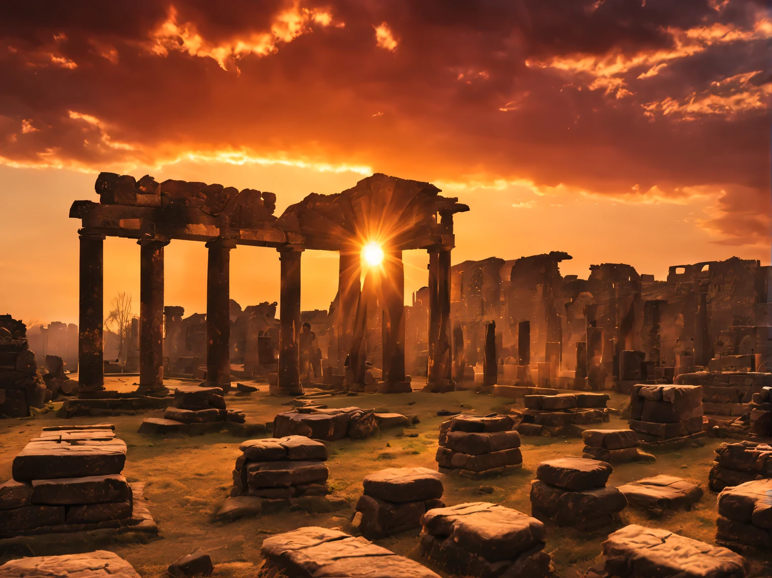 Ancient city at sunset