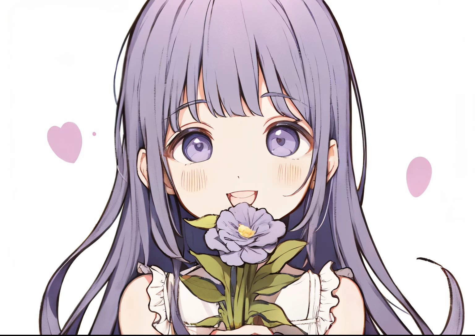 ((best quality)), ((masterpiece)), (detailed), perfect face, anime girl with purple hair holding a bouquet of lavenders, an anime drawing inspired by Yanjun Cheng, pixiv, rococo, anime visual of a cute girl, beautiful anime art style, anime aesthetic, high quality anime artstyle, guweiz, soft anime illustration, lilac, beautiful anime portrait, sakimichan, anime art style, beautiful anime style, cute dressing, cute dress, happy, laugh, laughing, girl laughing, happy girl 