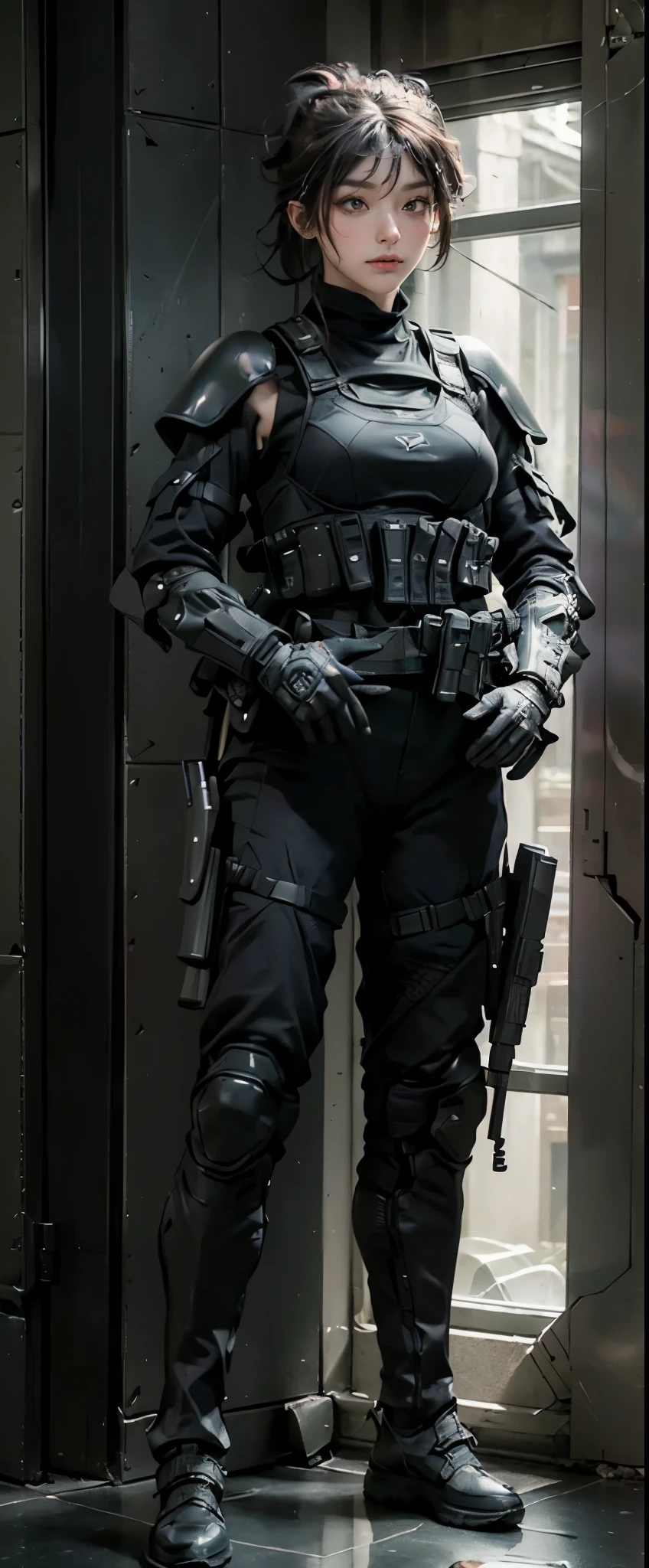 (highest quality), ((masterpiece), (detailed: 1.4), 3D, HDR (high dynamic range), ray tracing, NVIDIA RTX, super resolution, unreal 5, (several 3police officers are standing in a line with their backs turned), french special ops, special forces security, dressed in black body armour, wearing tactical gear, black tactical gear, airsoft cqb, tactical gear, police state, tactical armor, special forces, tense look, swat, full body armour, heavily armed, kawaii swat team, dressed in tactical armor,