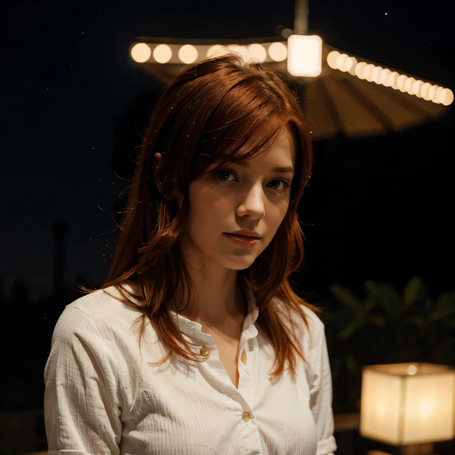Redhead girl looking at the stars