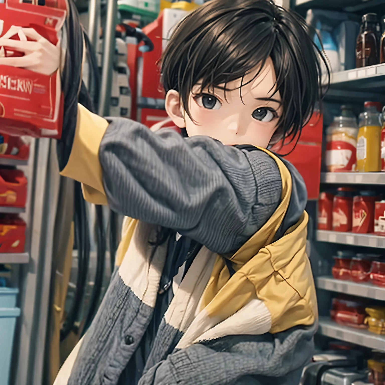 Trader background with boy