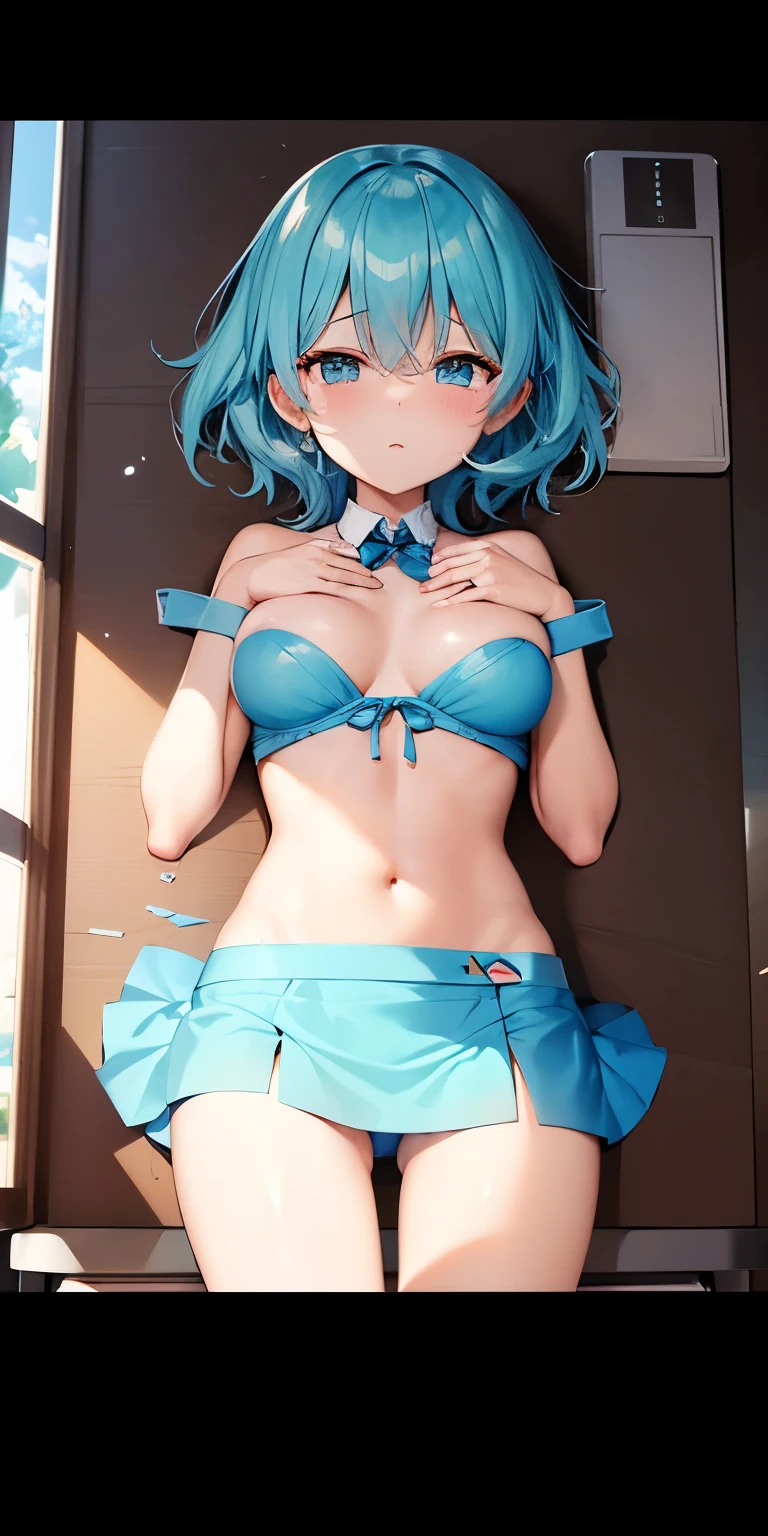 Cyan miniskirt,sunset,In classrooms,Lie on your desk,Sexy girl,Covered with transparent tape,Lie on your desk全身涂满蜂蜜,Ha gas,shy,Soaked all over,4K,tied with scotch tape,ultra high resolution,Only two hands,Hands up,Hands are tied,Chest covered with honey