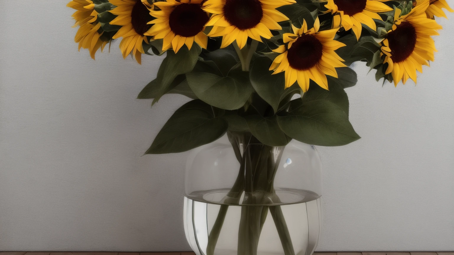 hyper ultra realistic photographs full body of A single, perfectly bloomed sunflower stands tall in a sleek glass vase against a stark white background. The contrast emphasizes the flower's vibrant yellow petals and bold presence. ratio 16:9, 4k, 8k resolution, High quality photo, high detailed, imagesharp focus, Cinematic lighting,hyperdetailed & Unreal engine, detail, realism, photography,cinematography, camera NIKON, lens NIKKOR flagship, masterpiece. hyper-maximalism, ultradetailed photorealistic, light skin imperfections, final render, vray, photo, fashion