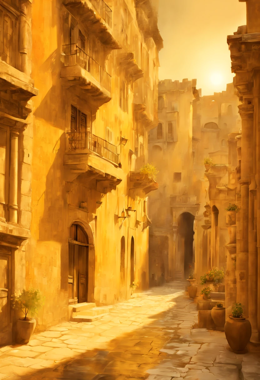 Capture the timeless beauty of an ancient city at sunset. Highlight the (golden:1.2) hues of the fading sun, casting long shadows on (weathered:1.3) stone buildings. Include (intricate:1.1) architectural details and a sense of (mystique:1.2) in the scene. Inspired by the works of (Steve McCurry:1.4) and (Gustave Le Gray:1.3).