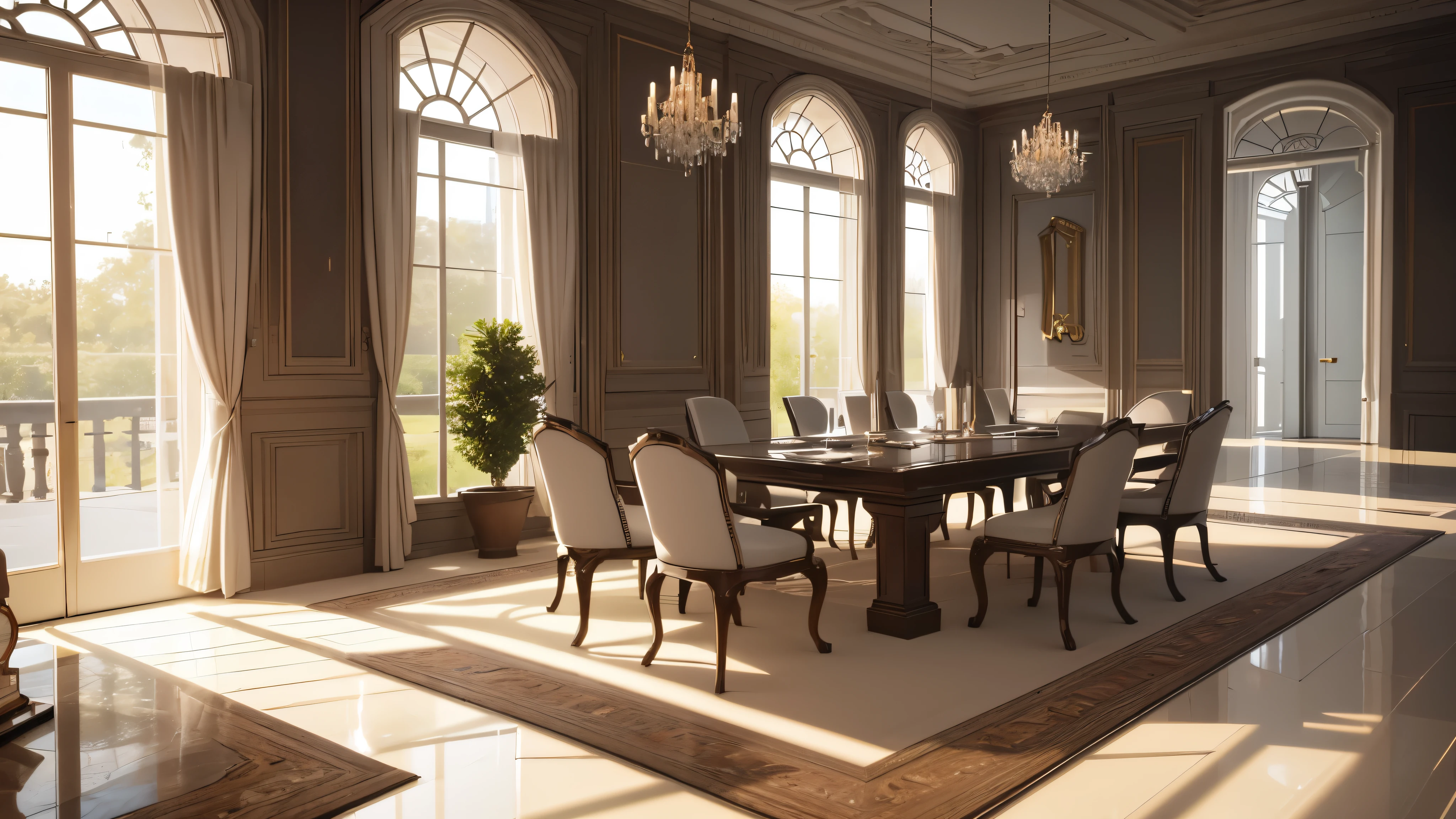 You are a famous interior designer、You have been asked to create a 3D image of a modern large room. Create a harmonious environment with modern and minimalist furniture. Including garden interior.