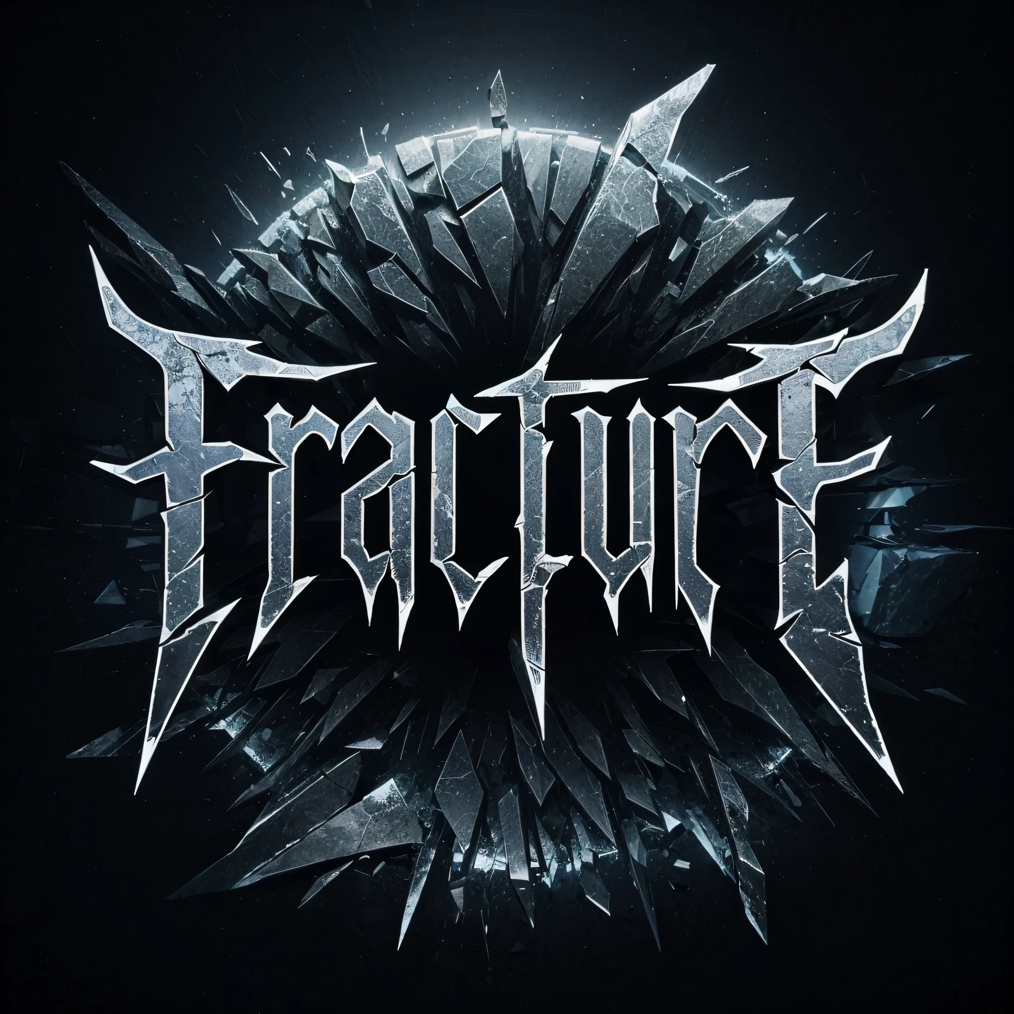Um logotipo da banda chamado "fratura". O acabamento leterring emula vidro quebrado.
