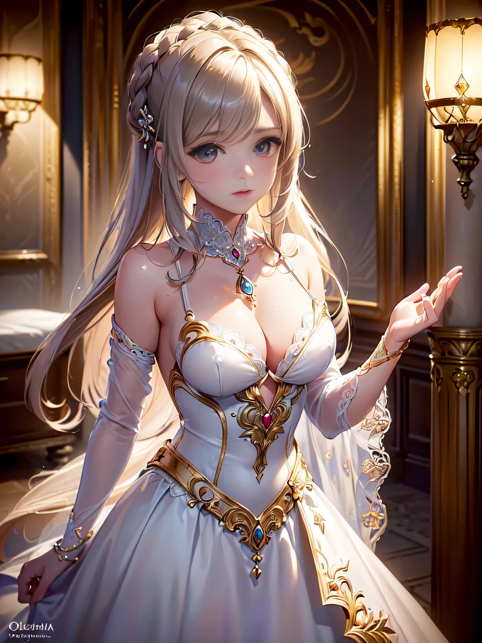 all intricate details: "((Obra maestra+La mejor calidad+High resolution),(dreamy atmosphere+Soft lighting),(1 character),(Mysterious expression+Pose elegante),(cabello suelto+ojos brillantes),(magic costume+Detalles delicados))"