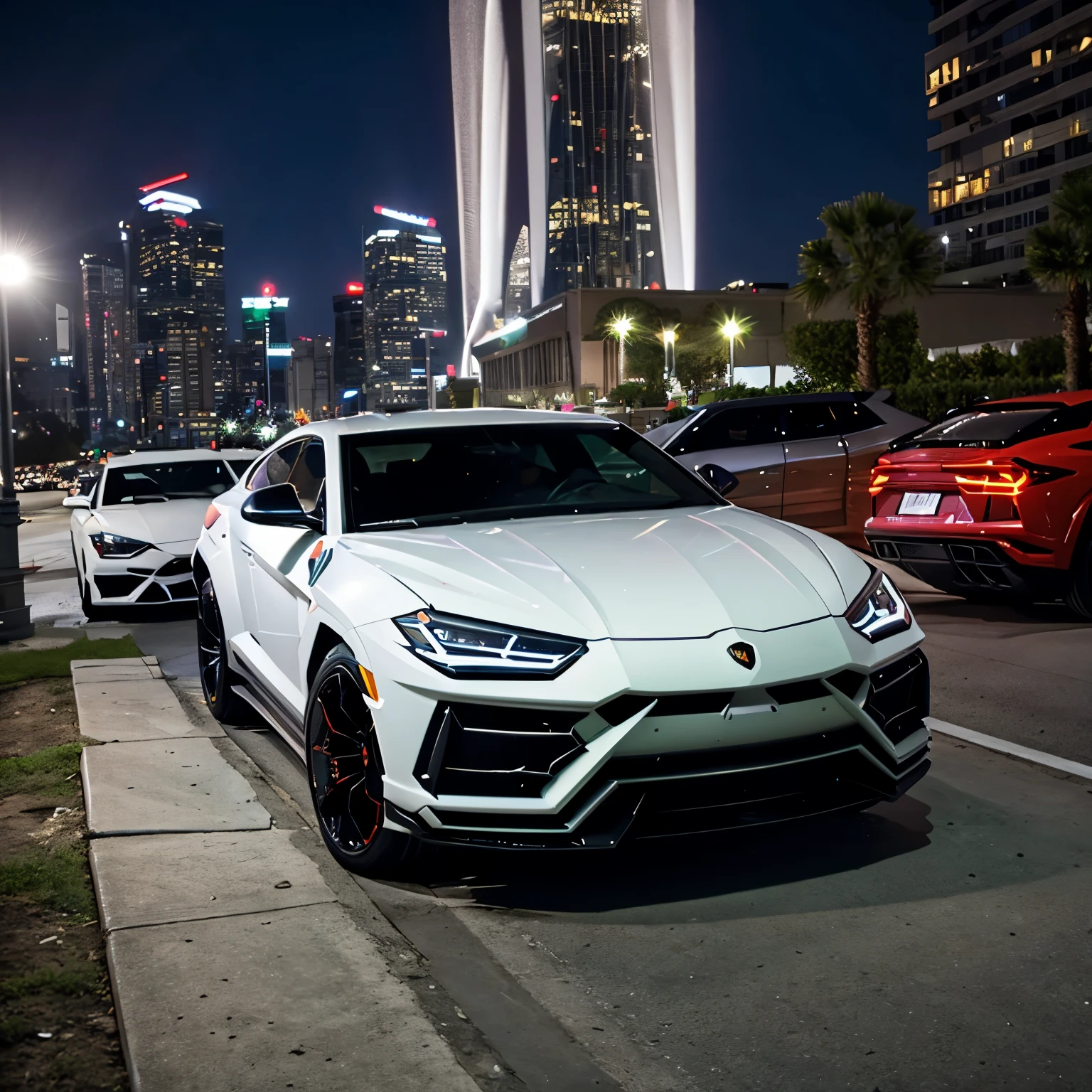 lamborghini urus white　night