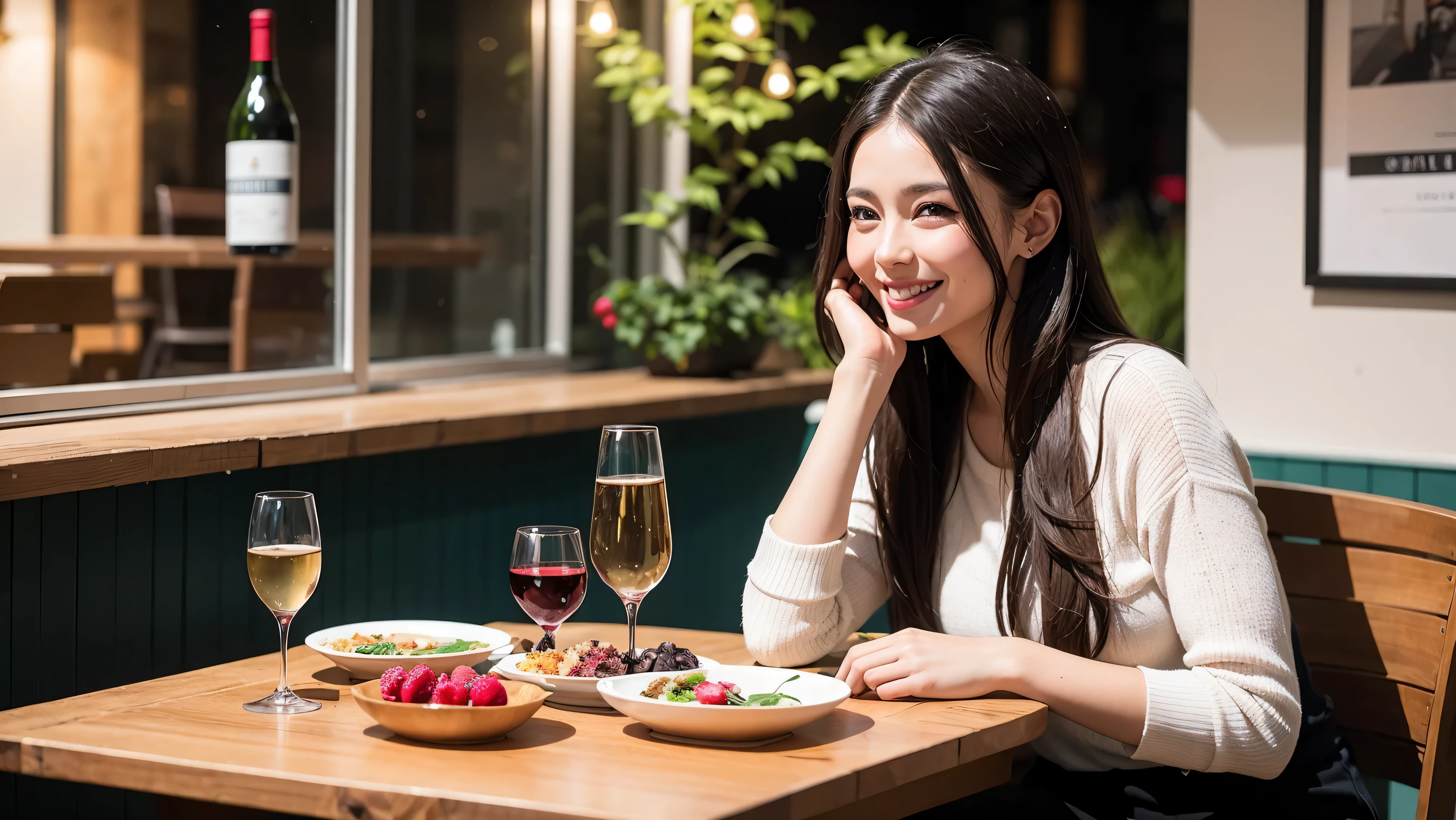 64k, UHD, highest quality, masterpiece: 1.2), (realistic, photorealistic: 1.37), Super detailed, 3 women who love wine、2 males、(slimな男女4名),(Wine party for 5 people)、(slimフェイス),Happy、 最高なsmile、Fox Face、Raccoon face、Berry Short、(because I&#39;thin), (brown hair), (shortcut), long sleeve shirt、winter fashion、Colombia、Brazilian、Japanese、Dutch、German、Portuguese、Belgian、Italian、french,champagne、Sparkling wine、 (gush), (slimボティ), (brown hair), (shortcut), Neat beauty、cheeks blush a little, (35 years old), 38 years old, alone, A beautiful and detailed night view spreads out outside the window..., restaurant, wine glassが座っている, At night, in a prominent place (from the Upper body) nova frog style, actress, model, Upper body, White wine, slim, wine glass, very beautiful night view, wine glass Put in the Middle, Happy smile, (smile: 1.15), 