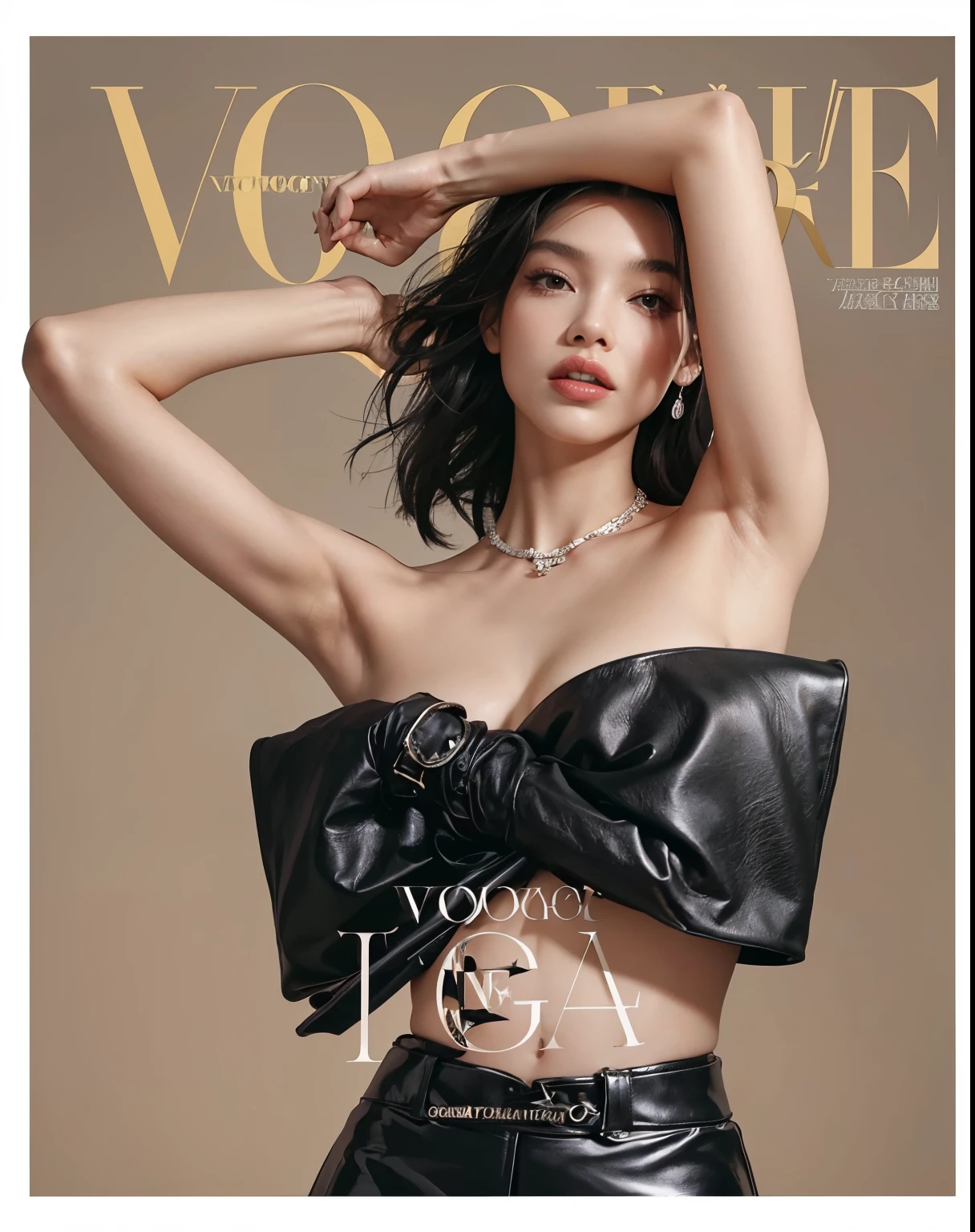 a woman in a black top and skirt posing for a magazine, from vogue magazine, official vogue editorial, vogue magazine style, vogue magazine, vogue editorial, vogue italy, vogue issue january, vogue cover poses, vogue style, vogue cover style, vogue magazine editorial, photo for vogue, vogue cover, blackpink jennie, cover shot, vogue poses, for vogue