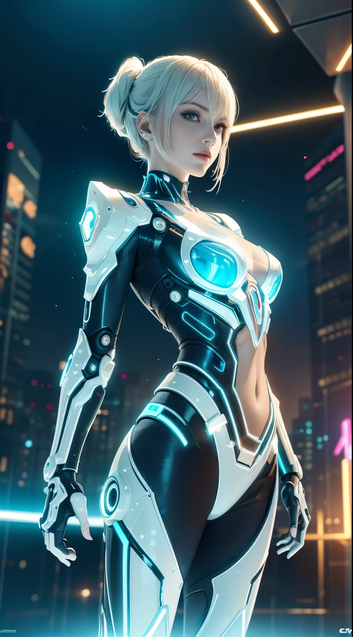 Translucent ethereal mechanical girl，Futuristic girl，Mechanical joints，futuristic urban background，ModelShoot style, (Extremely detailed Cg Unity 8K wallpaper), The beauty of abstract stylization,，surrealism, 8K, Super detail, Best quality, Award-Awarded, Anatomically correct, 16k, Super detail