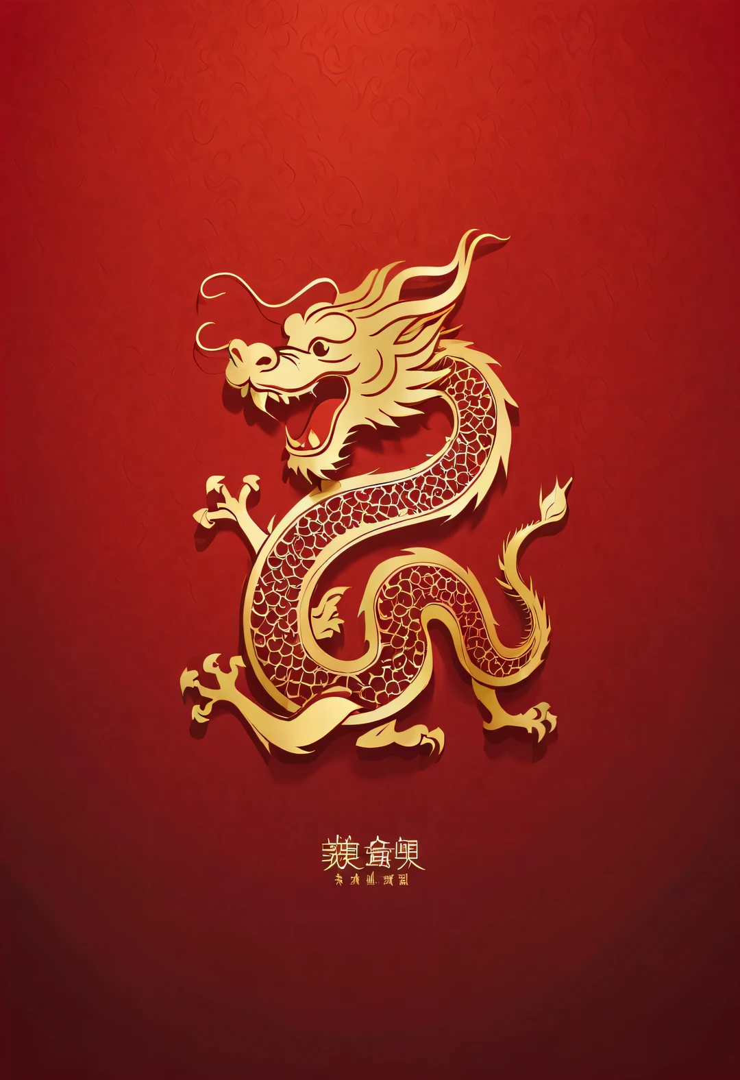 minimalist gorgeous wallpaper，图文logo设计，Sketch style, Simple golden negative space on Chinese red background, Smiling happily and cutely, Minimalist Chinese dragon walking, dynamic action, （golden english thin line "Marine art" logo），
flat, vector, clip art, Greg Staples style, Opat,